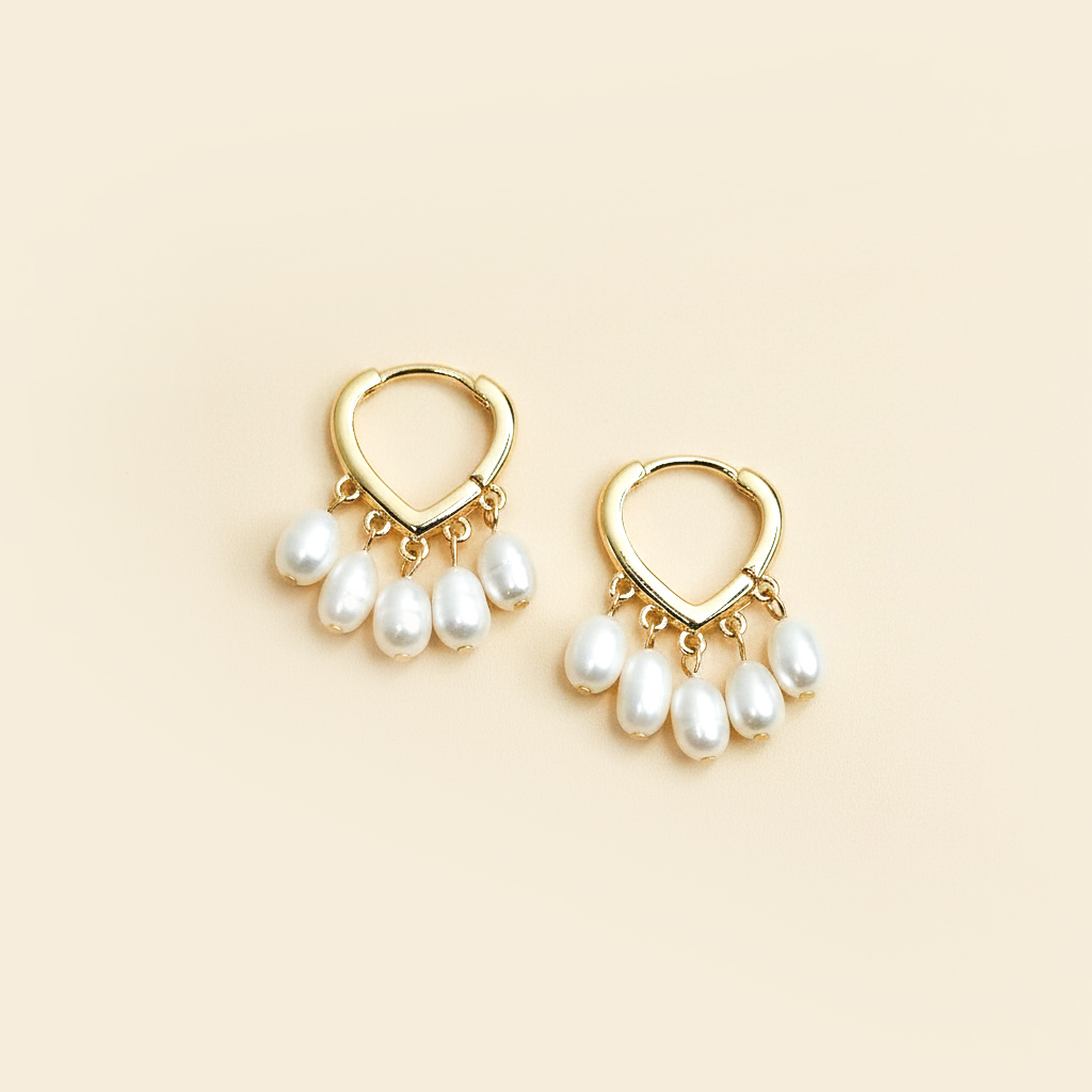 Gold Rice Pearl Drop Earrings