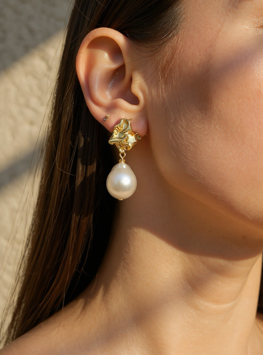Large Freshwater Baroque Pearl Earrings 