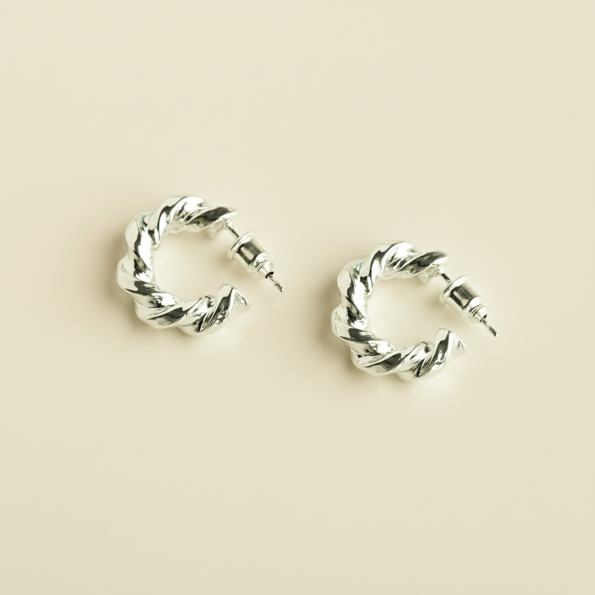 Silver Twisted Hoop Earrings