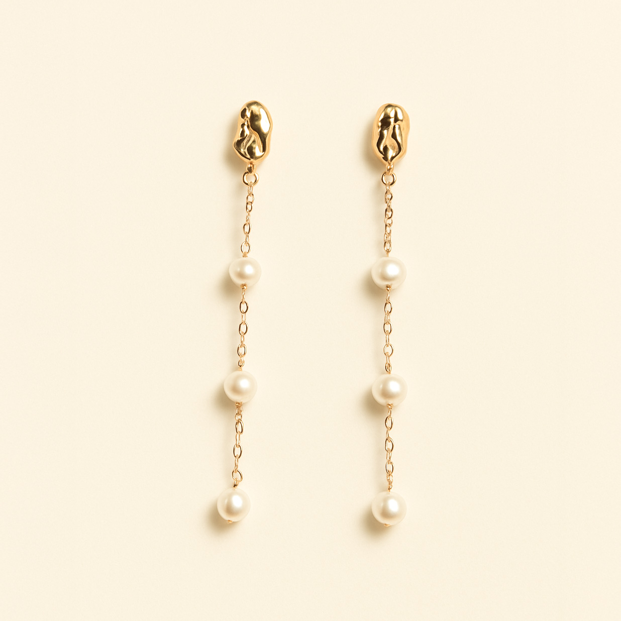 Gold Pearl Drop Earrings