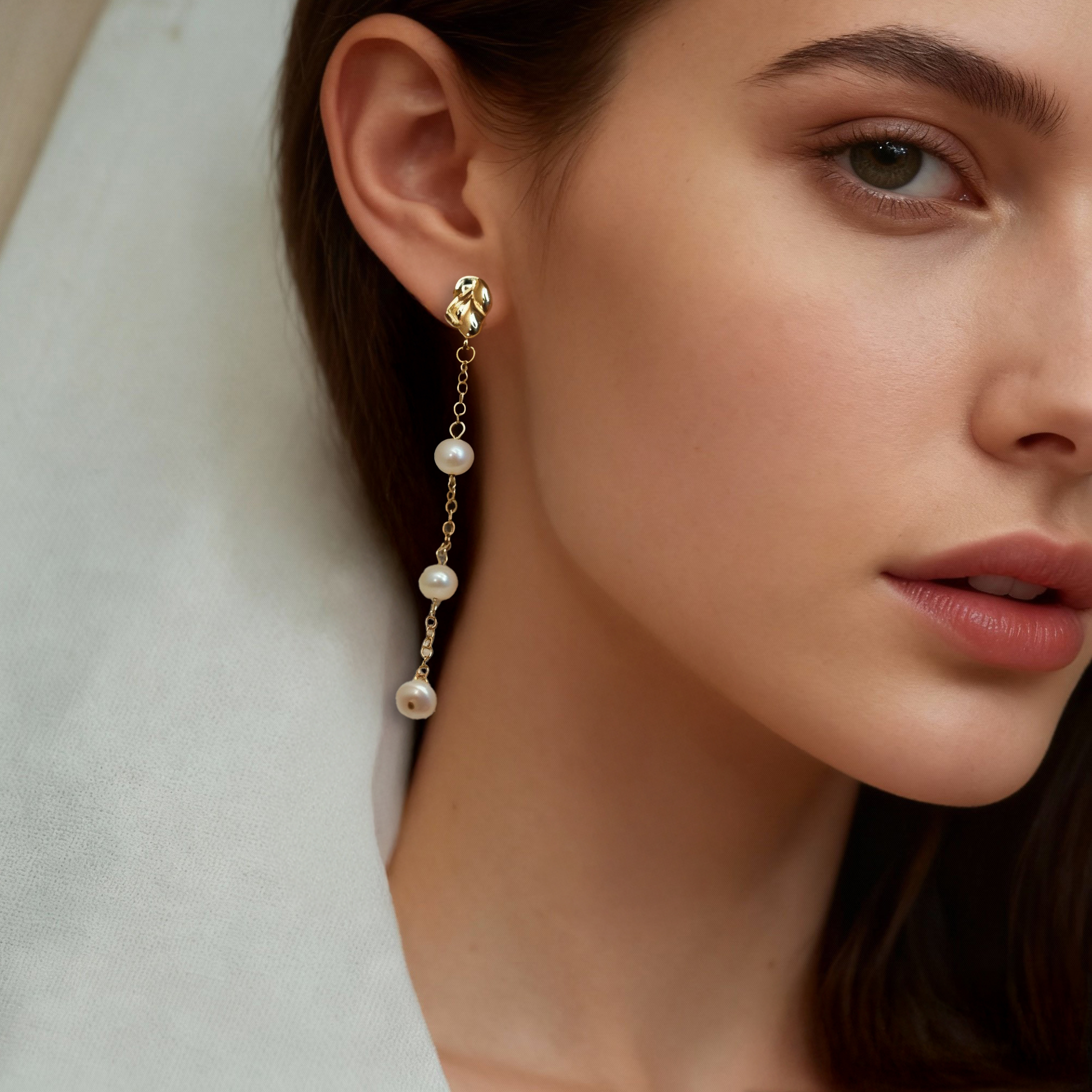 Gold Pearl Drop Earrings