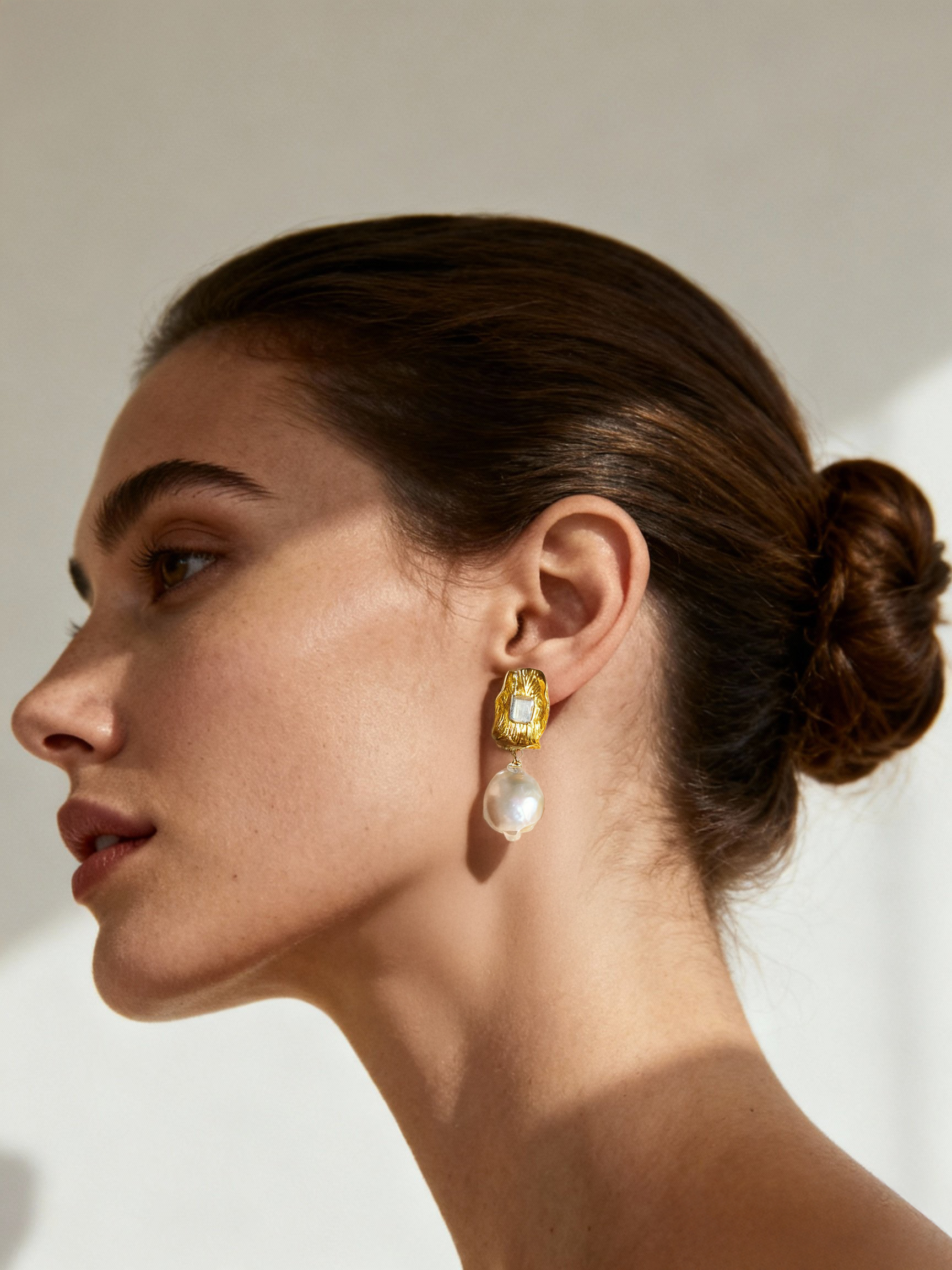 Gold Baroque Pearl Earrings