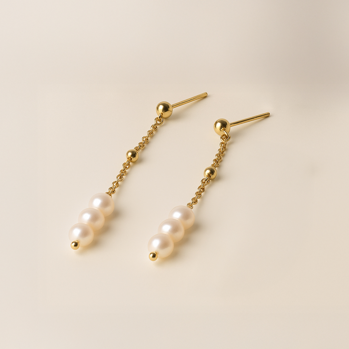 Gold Pearl Drop Earrings