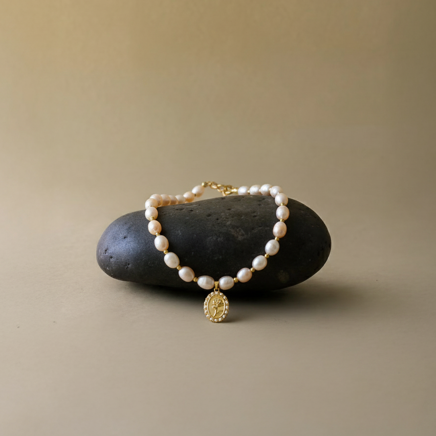Dry Rose Freshwater Pearl Necklace