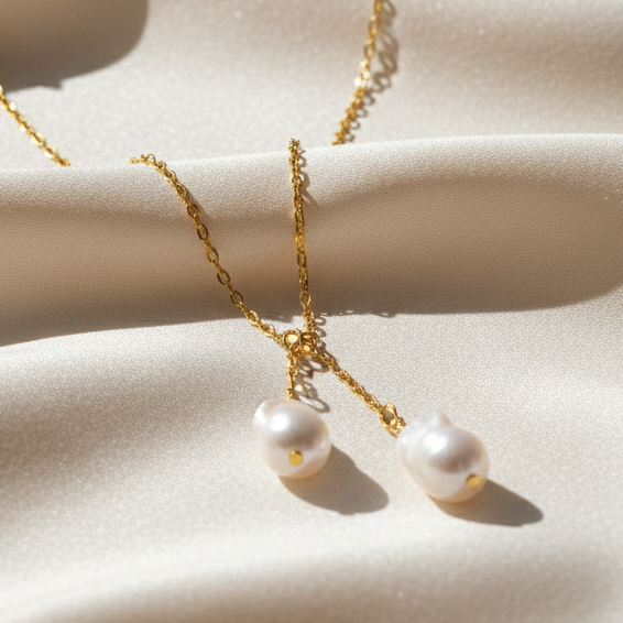 Gold Chain Pearl Necklace