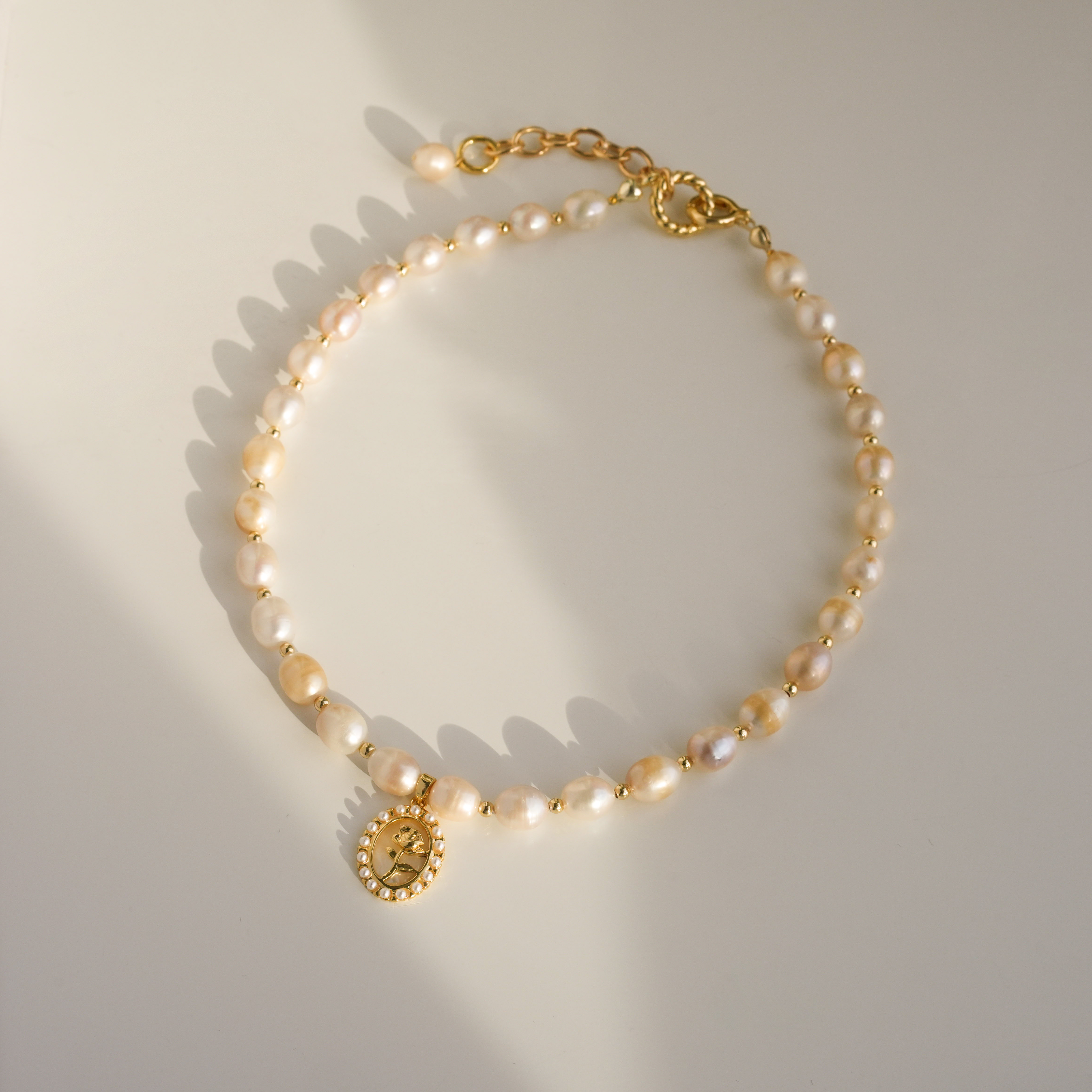 Dry Rose Freshwater Pearl Necklace
