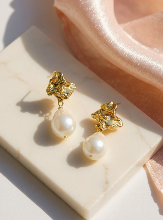 Large Freshwater Baroque Pearl Earrings 