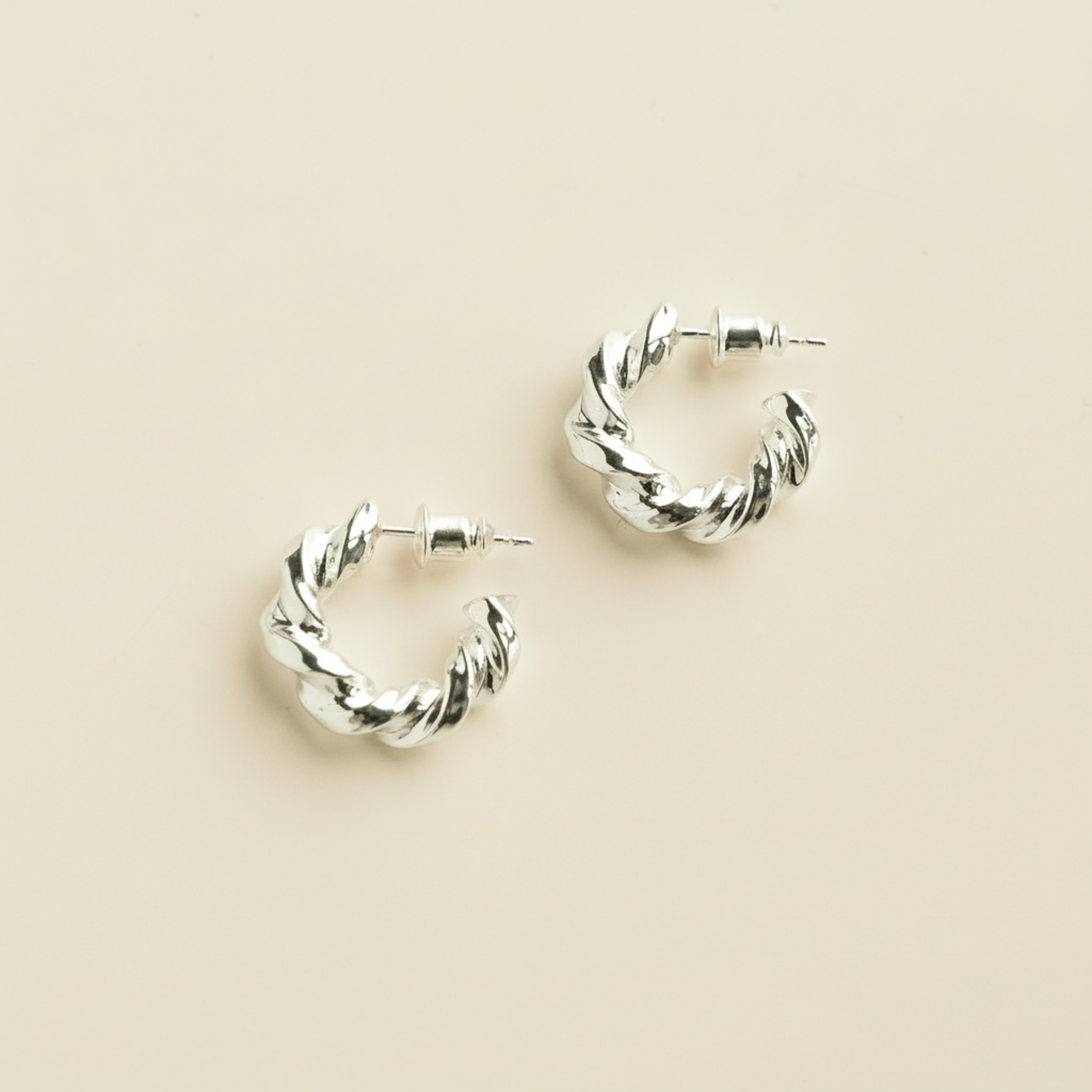 Silver Twisted Hoop Earrings
