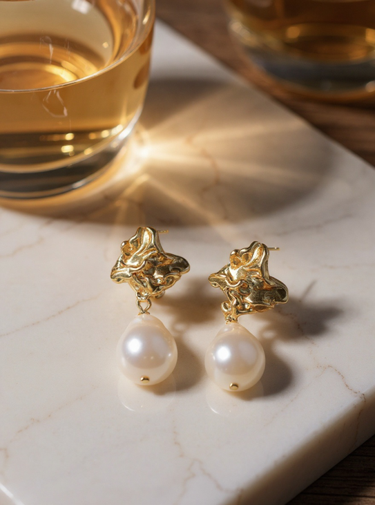 Large Freshwater Baroque Pearl Earrings 