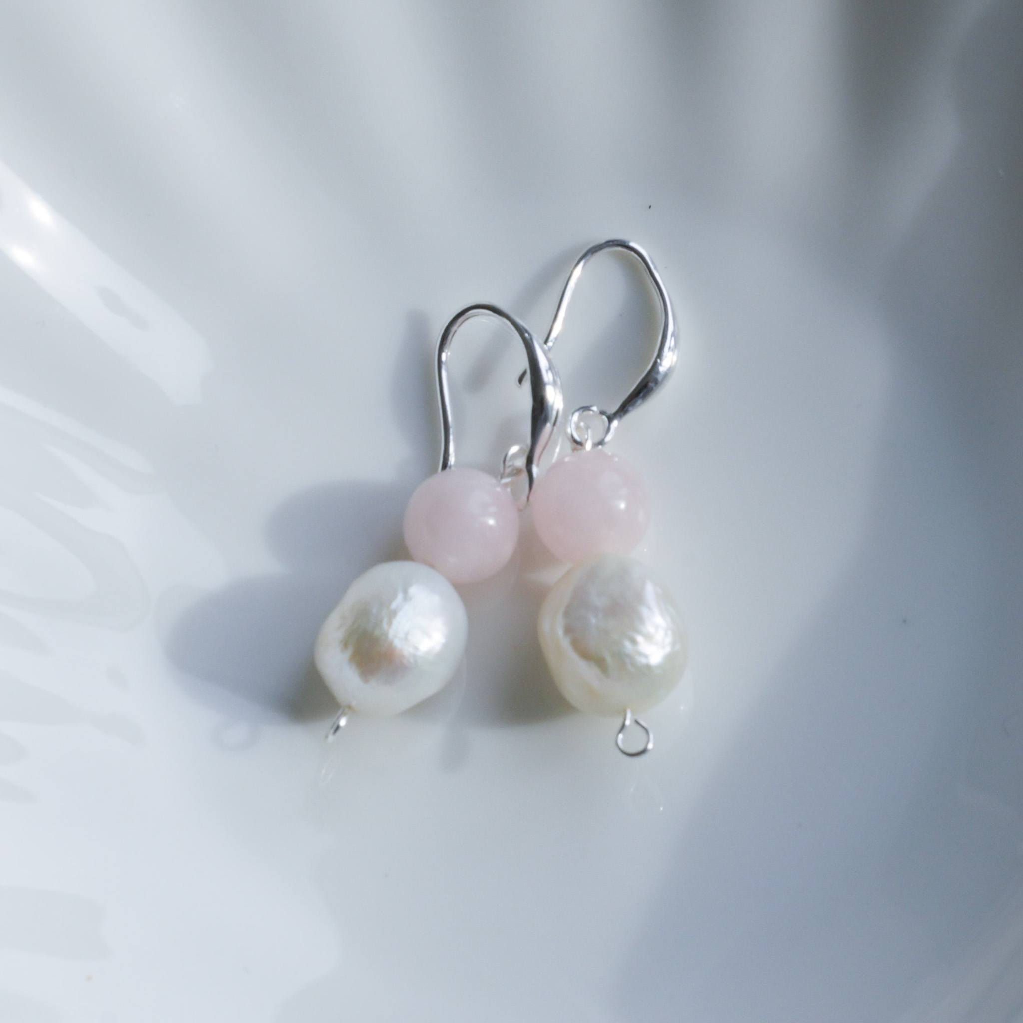 Pearl and Rose Quartz Earrings
