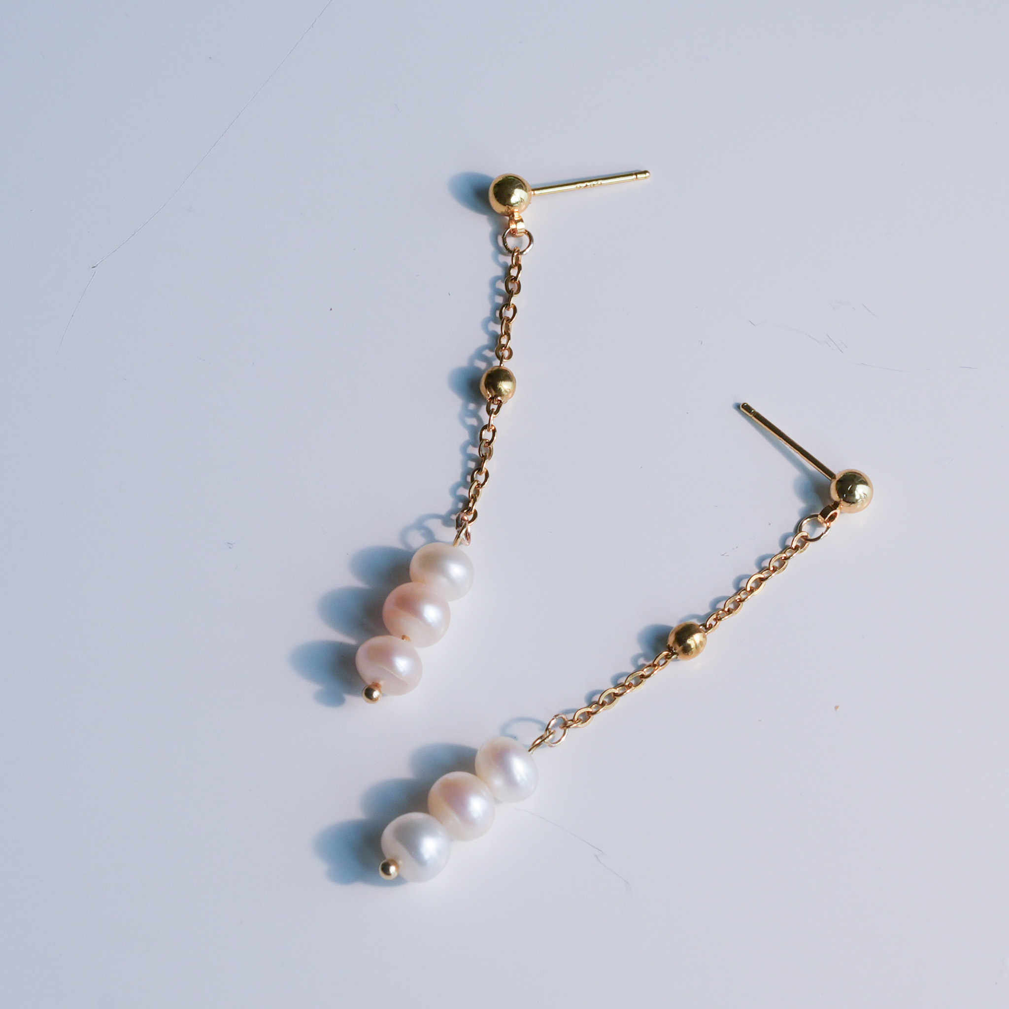 Gold Pearl Drop Earrings