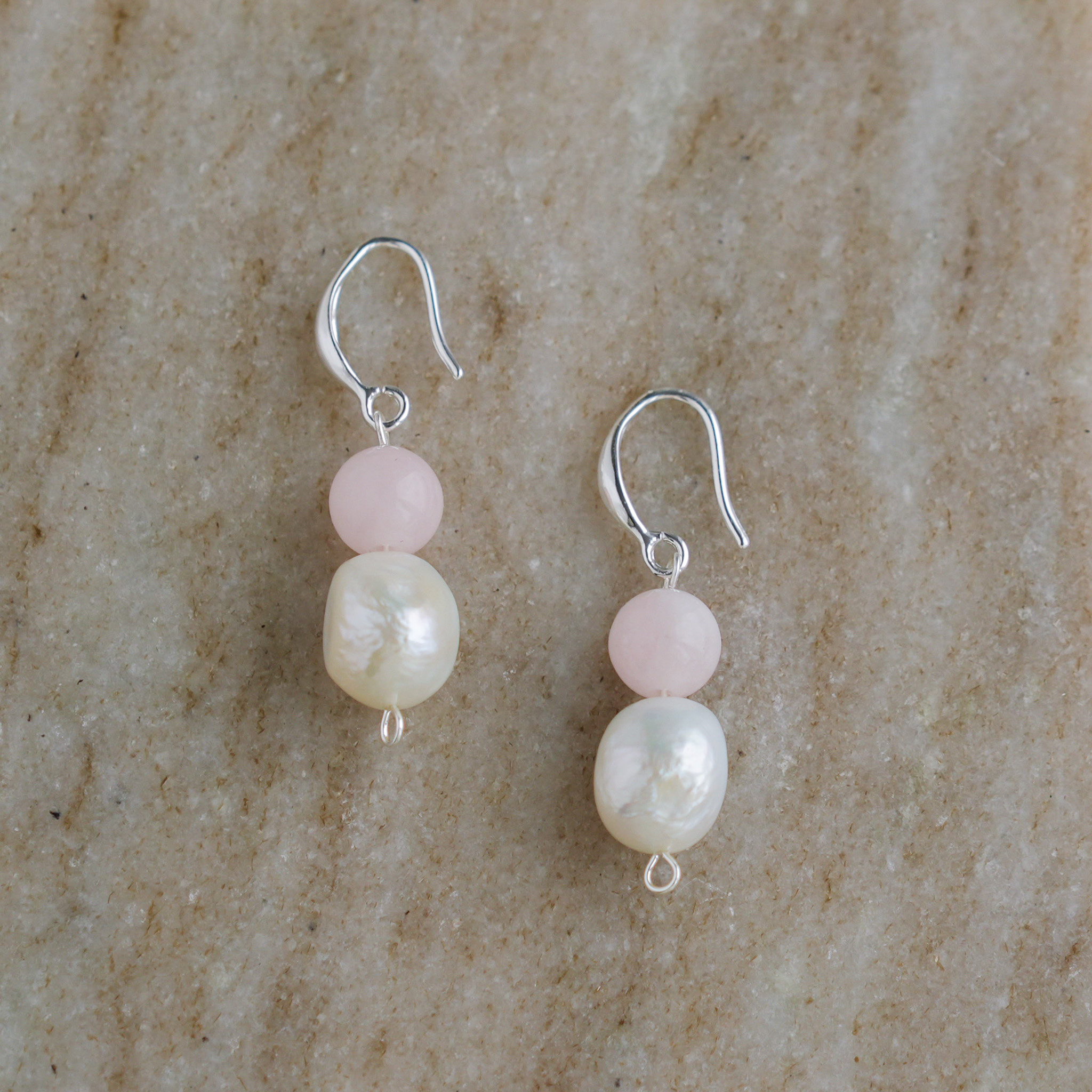 Pearl and Rose Quartz Earrings