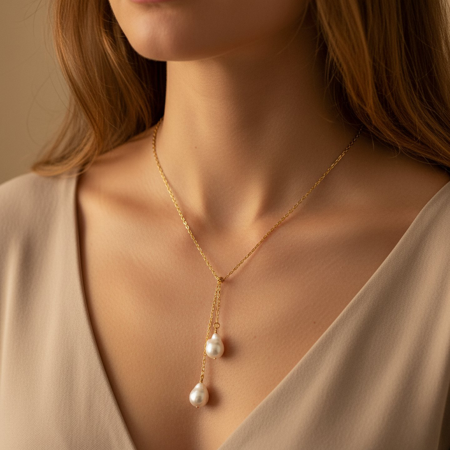 Gold Chain Pearl Necklace