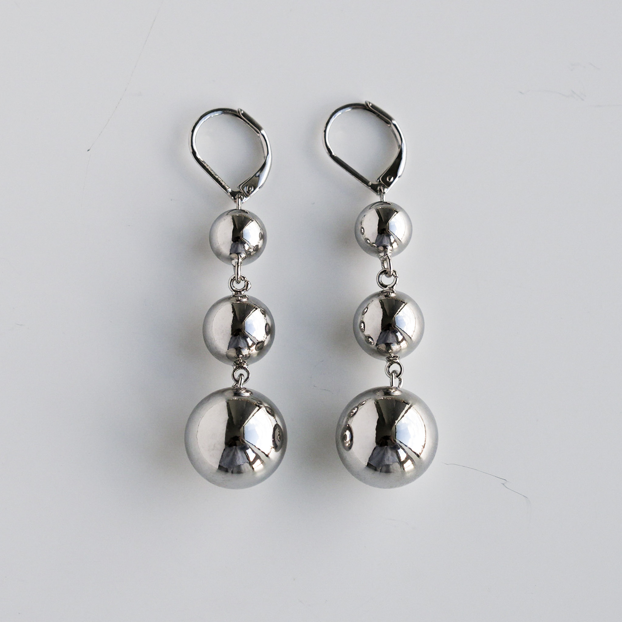 Silver Ball Drop Earrings