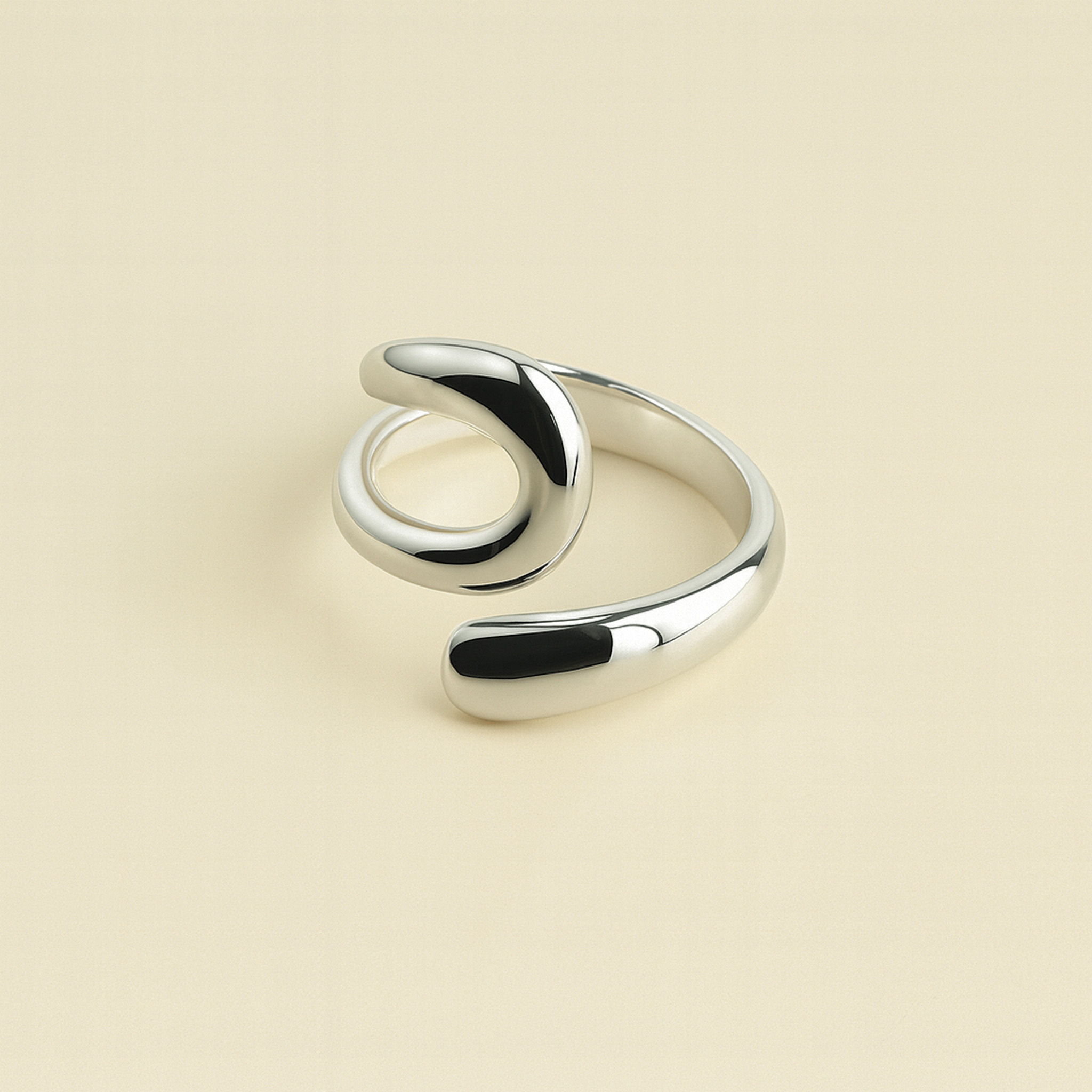Modern Silver Adjustable Ring
