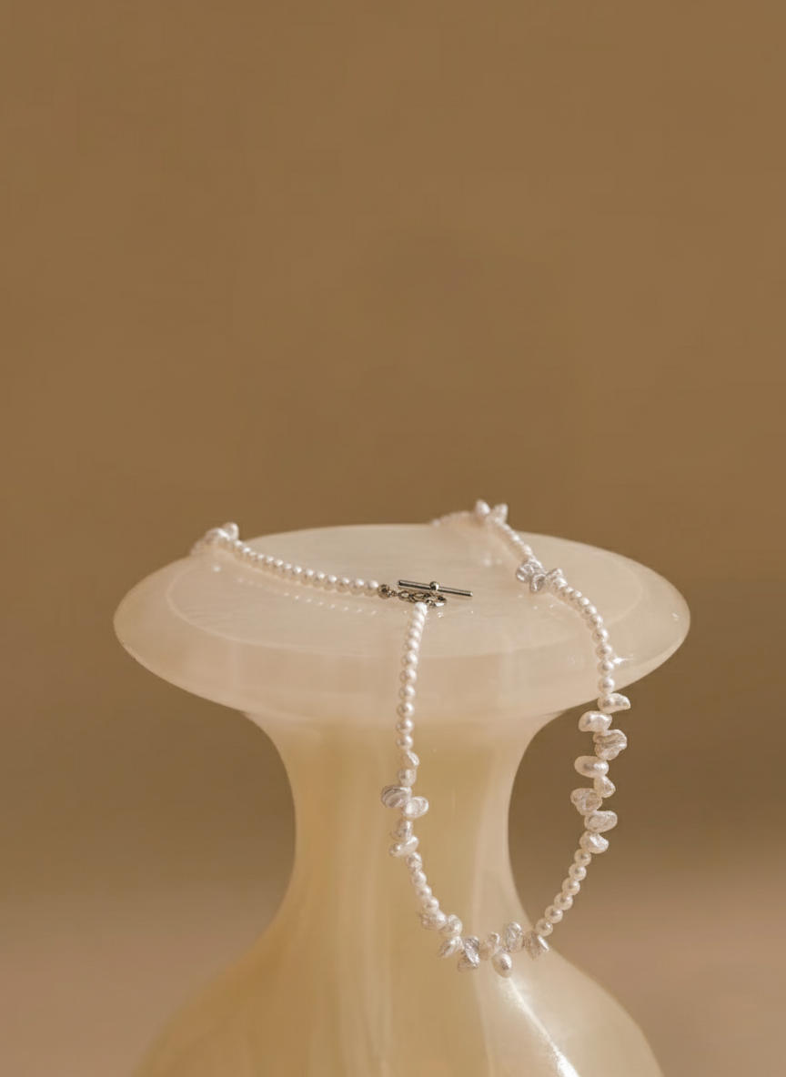Freshwater Keshi Pearl Floral Necklace
