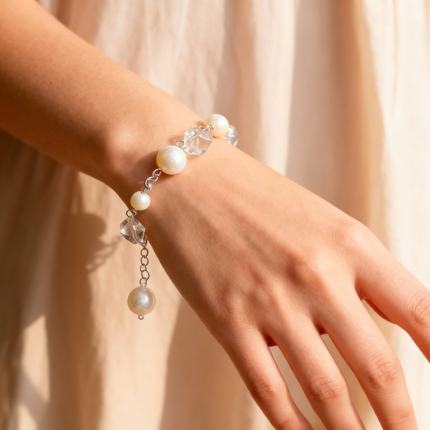 Elegant Pearl and Crystal Bracelet
