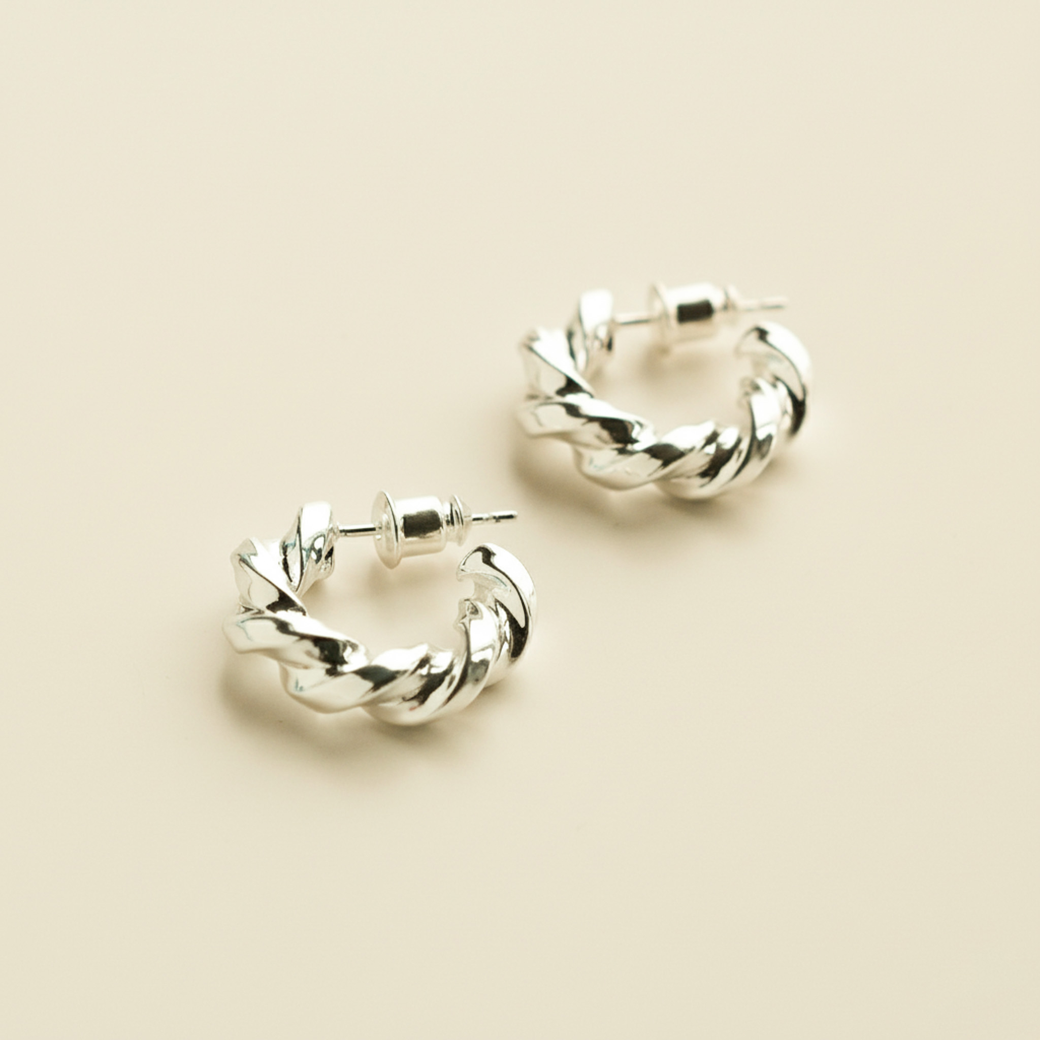Silver Twisted Hoop Earrings