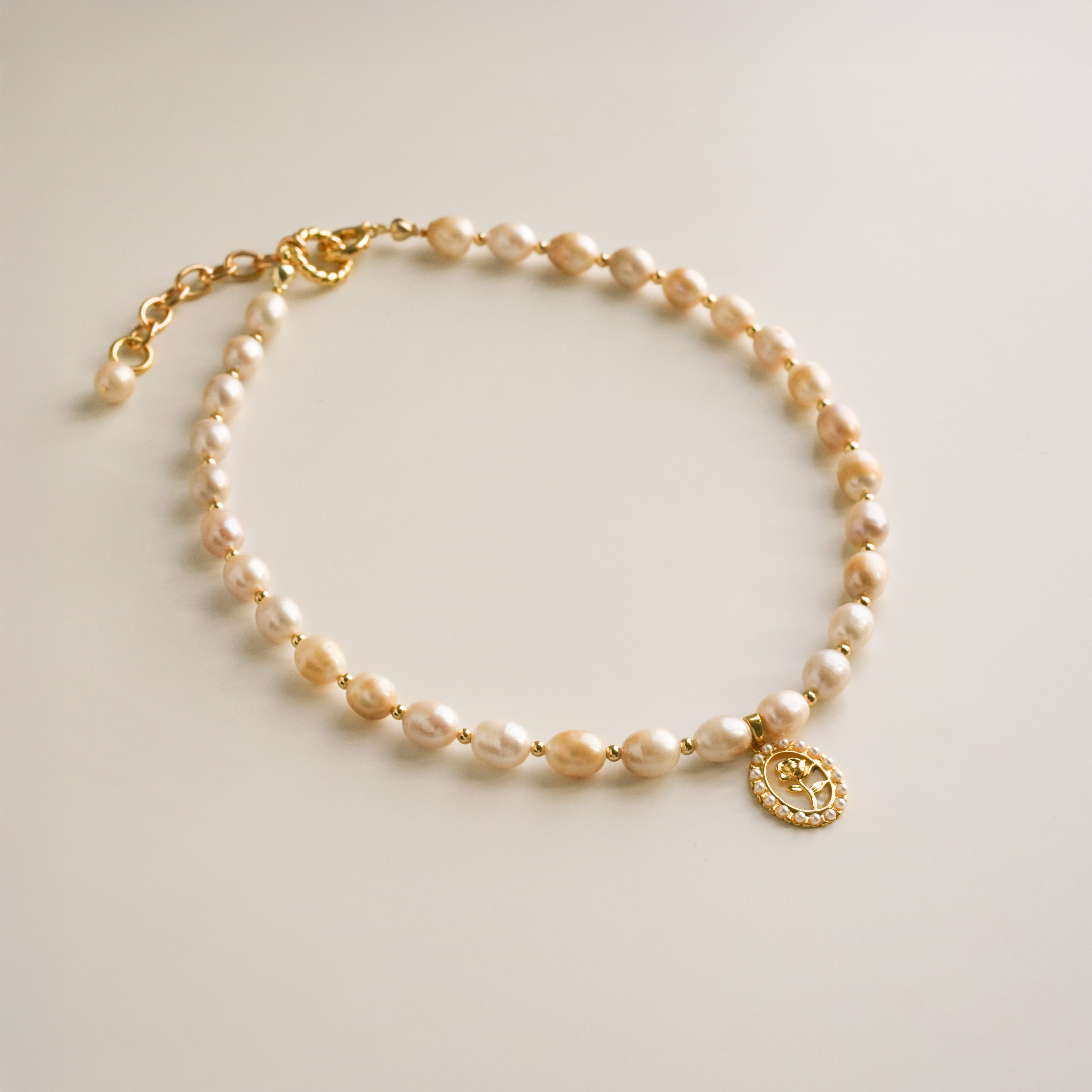 Dry Rose Freshwater Pearl Necklace