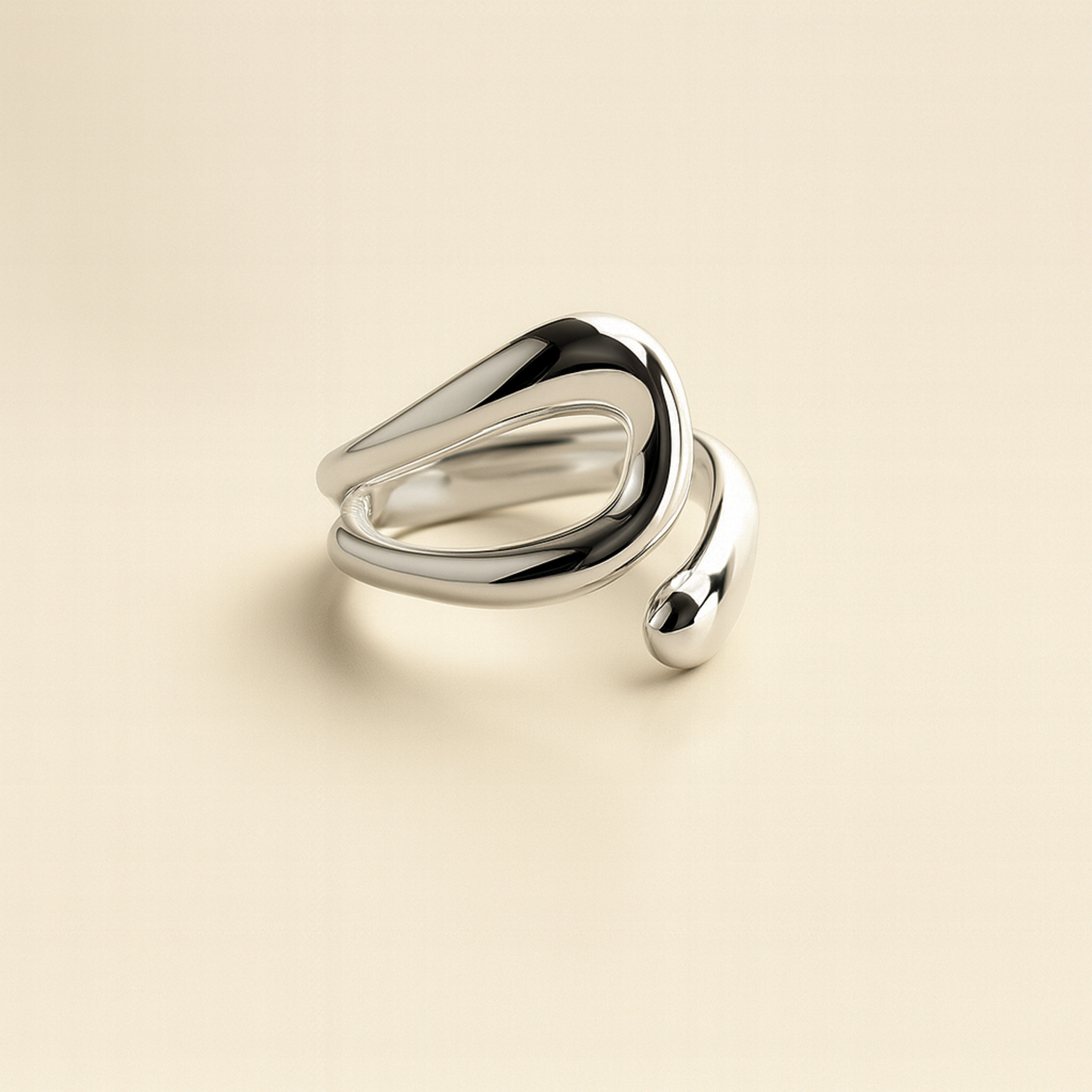 Modern Silver Adjustable Ring