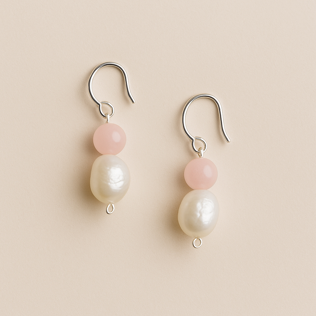 Pearl and Rose Quartz Earrings