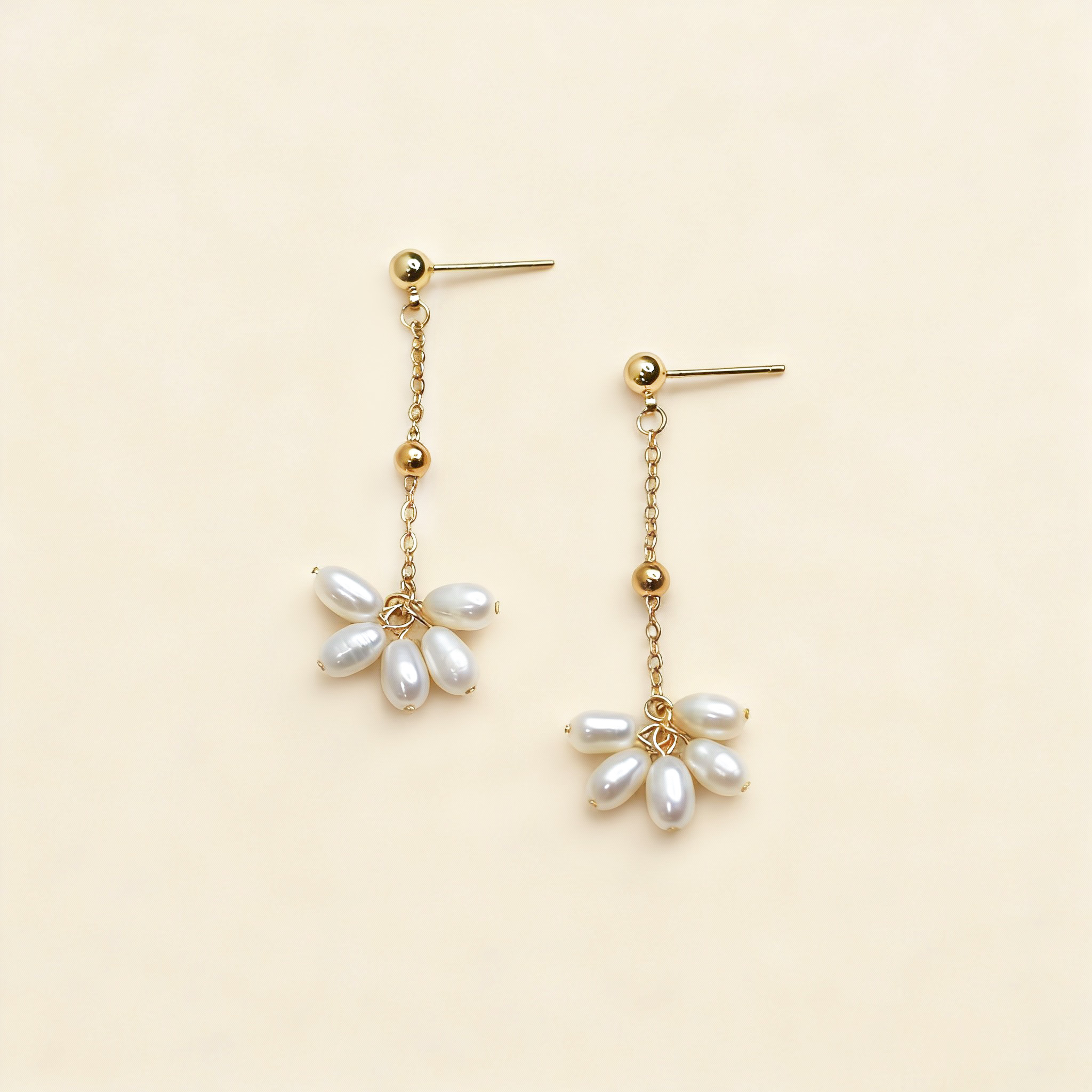 Elegant Pearl Floral Drop Earrings