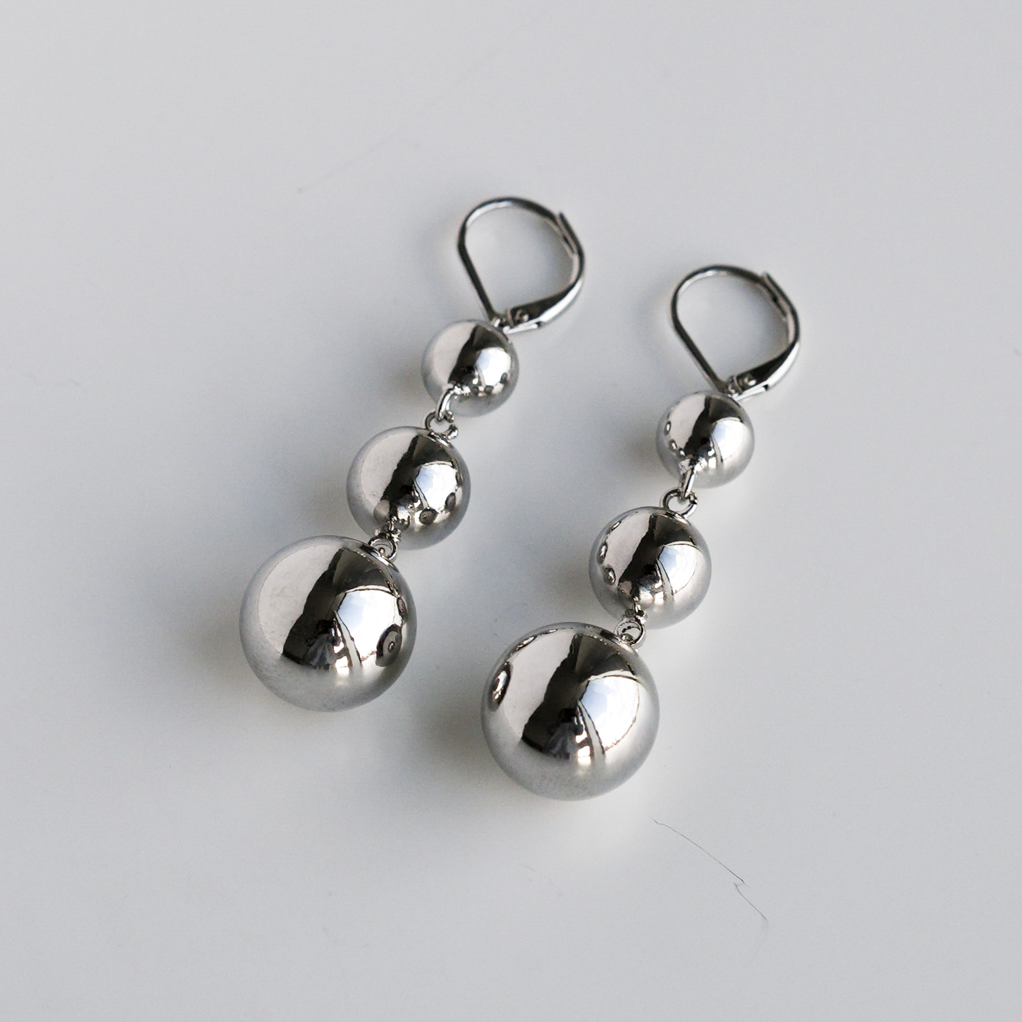 Silver Ball Drop Earrings