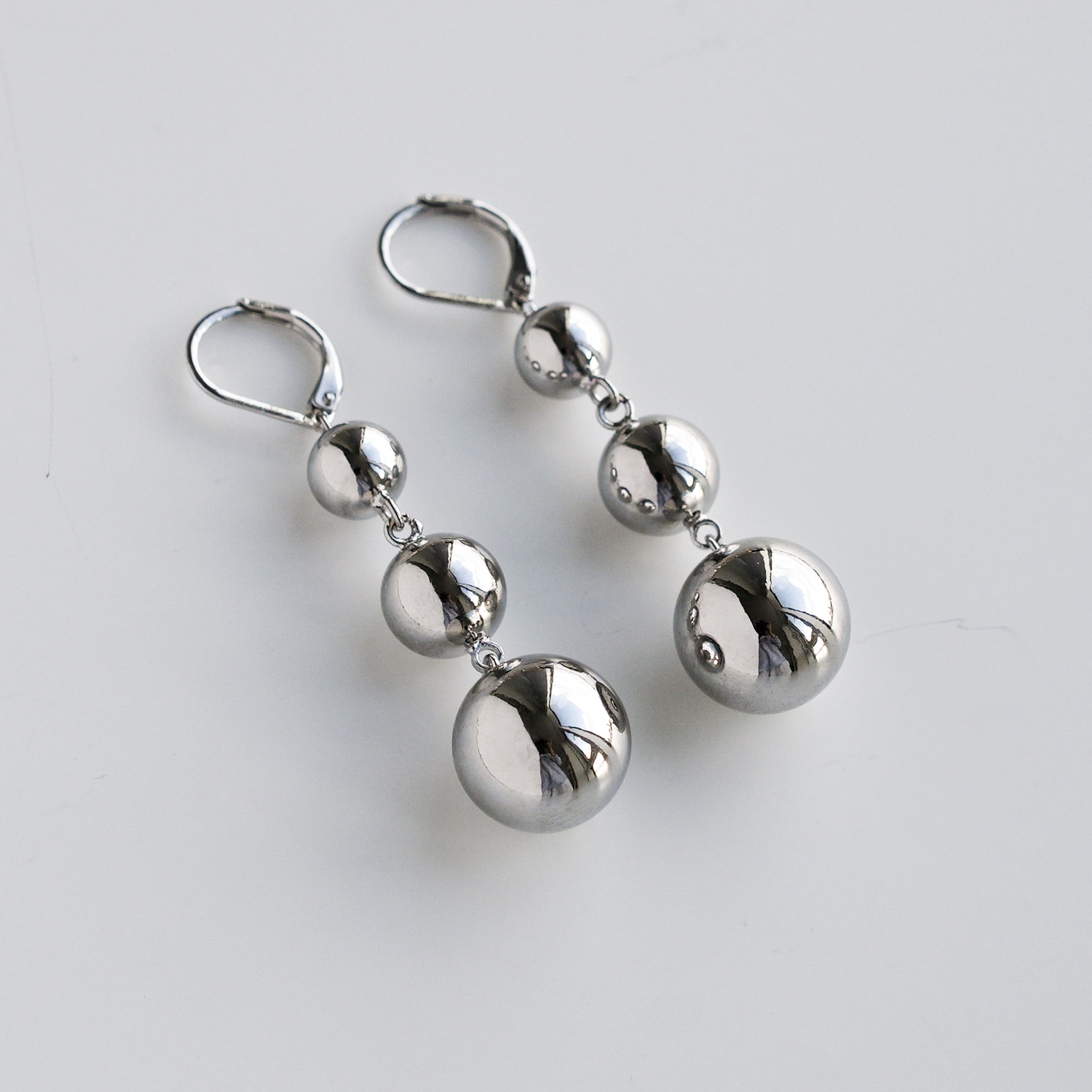 Silver Ball Drop Earrings