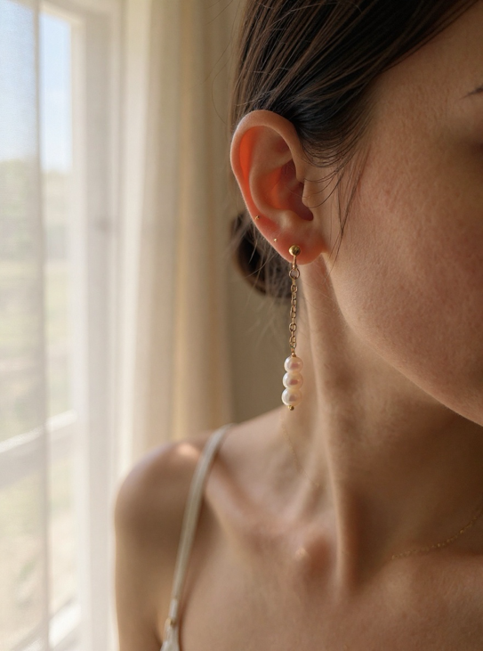 Gold Pearl Drop Earrings