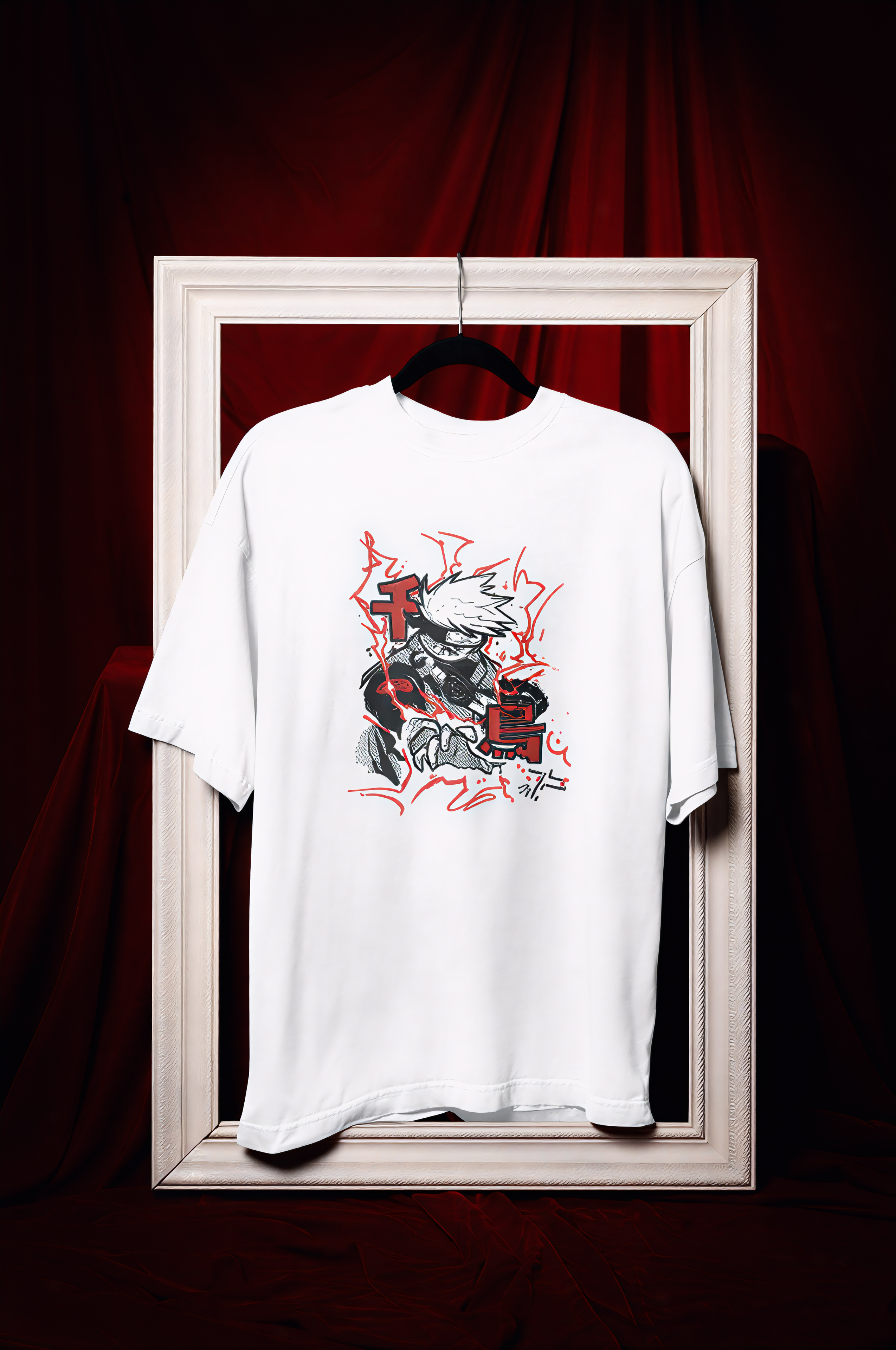 Kakashi Art Embroidery Oversized T-Shirt