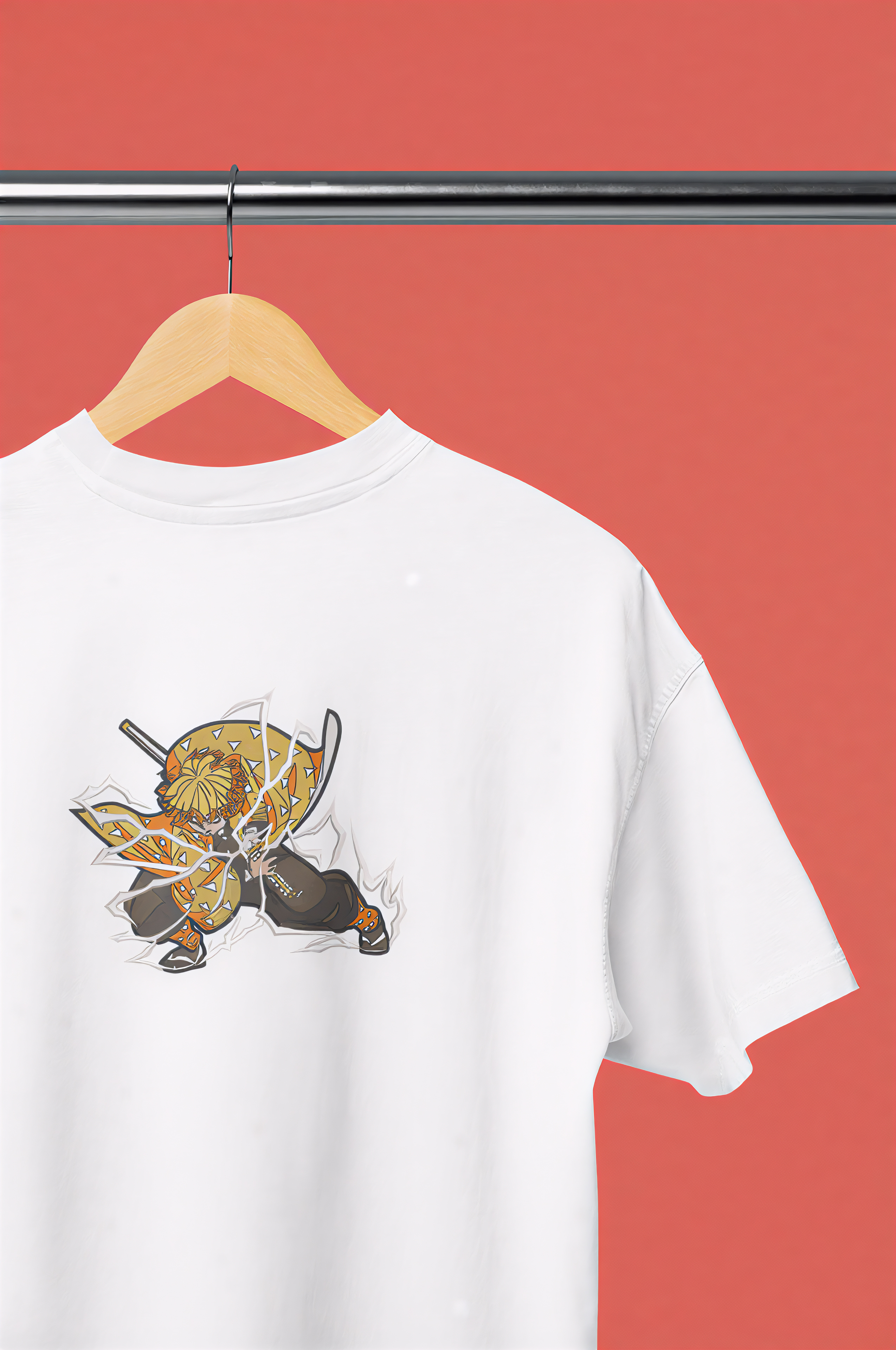 Zenitsu Agatsuma Embroidery Oversized T-shirt