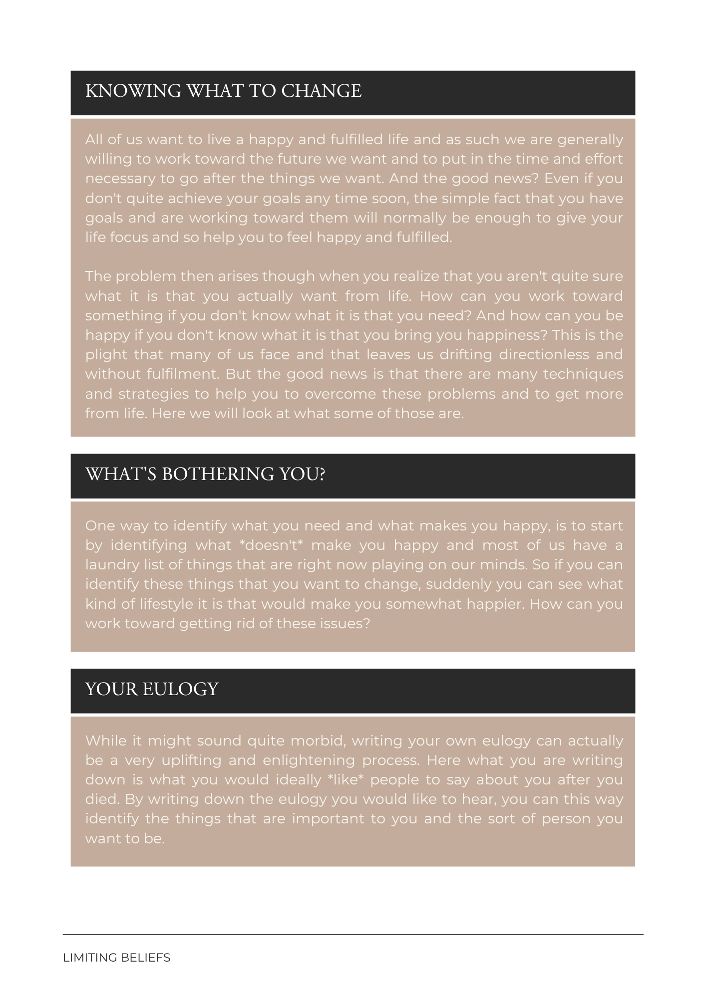 Limiting Beliefs Ebook & Workbook