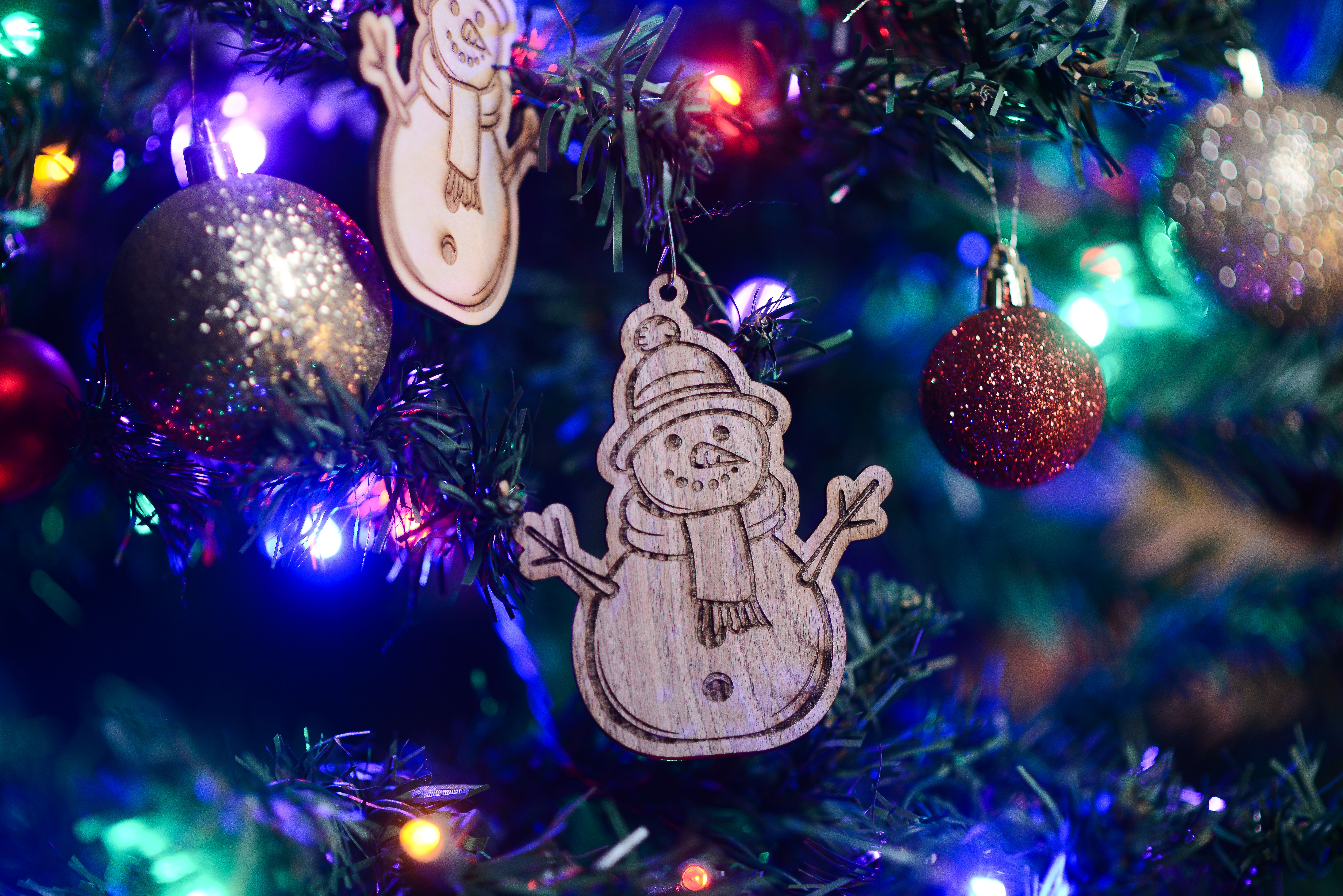 Bonhomme de neige - Ornement de Noël en bois