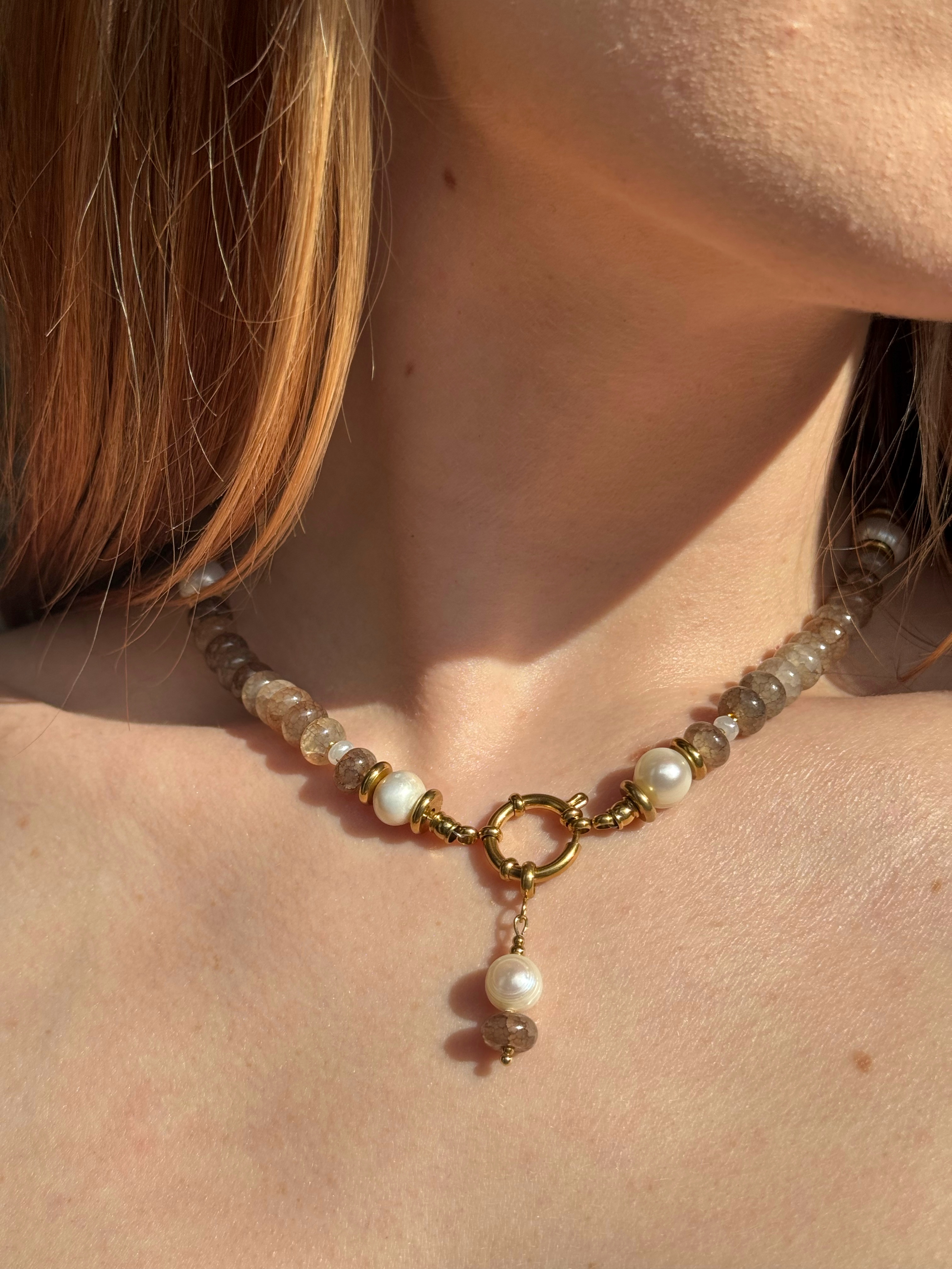 Toasted Marshmallow Pearl & Pendant Necklace