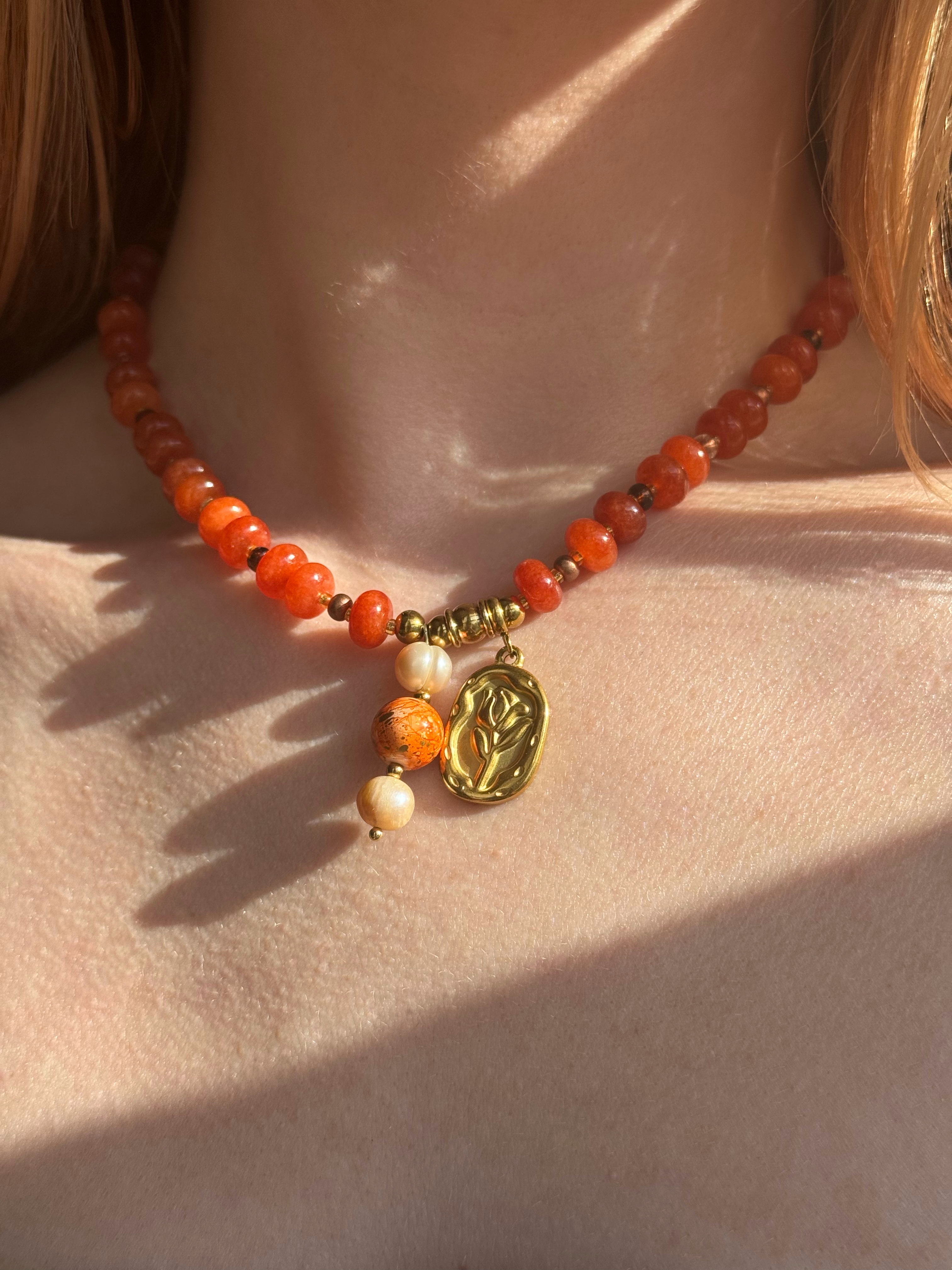 Harvest Glow Flower Pendant Necklace