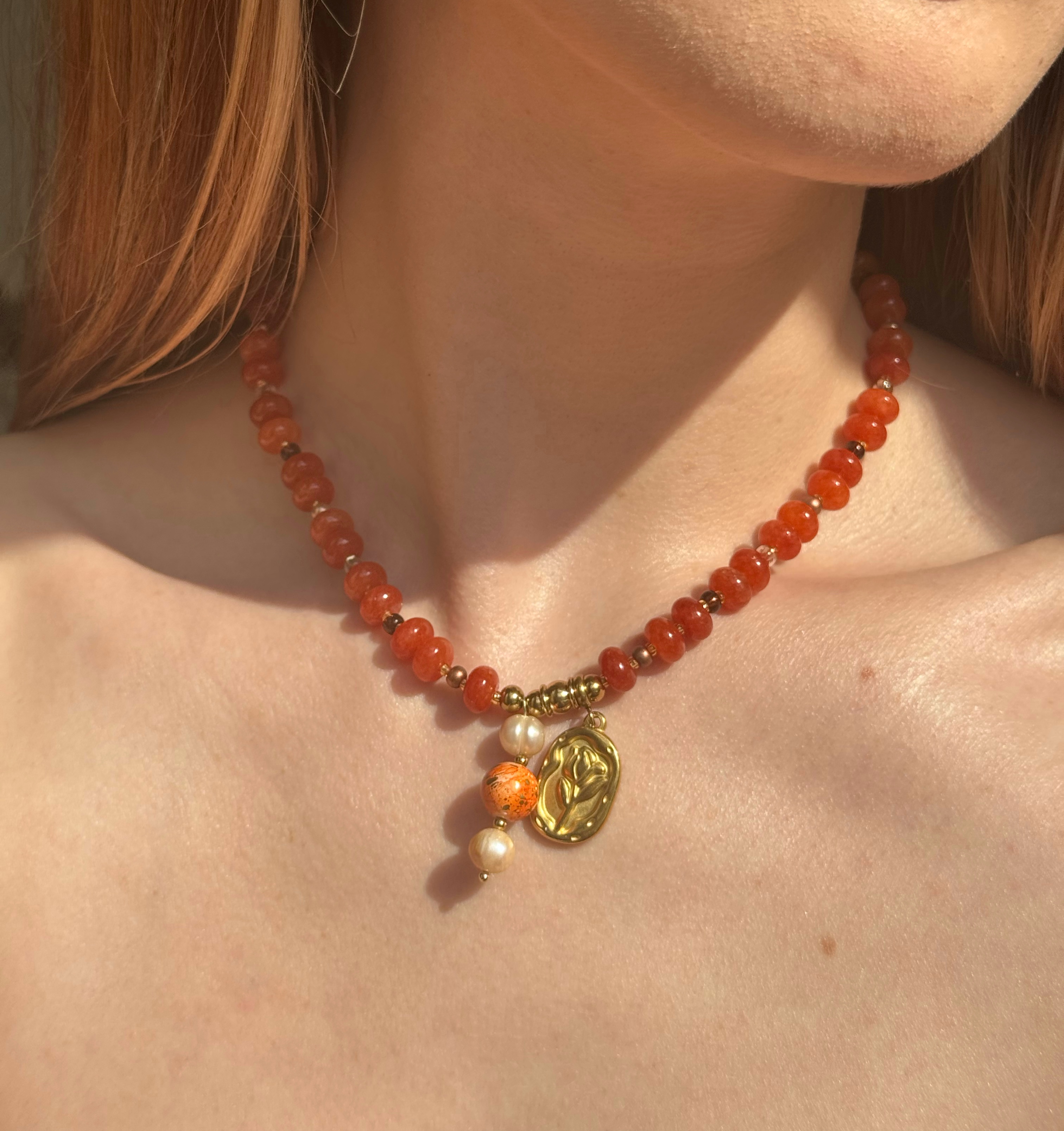 Harvest Glow Flower Pendant Necklace