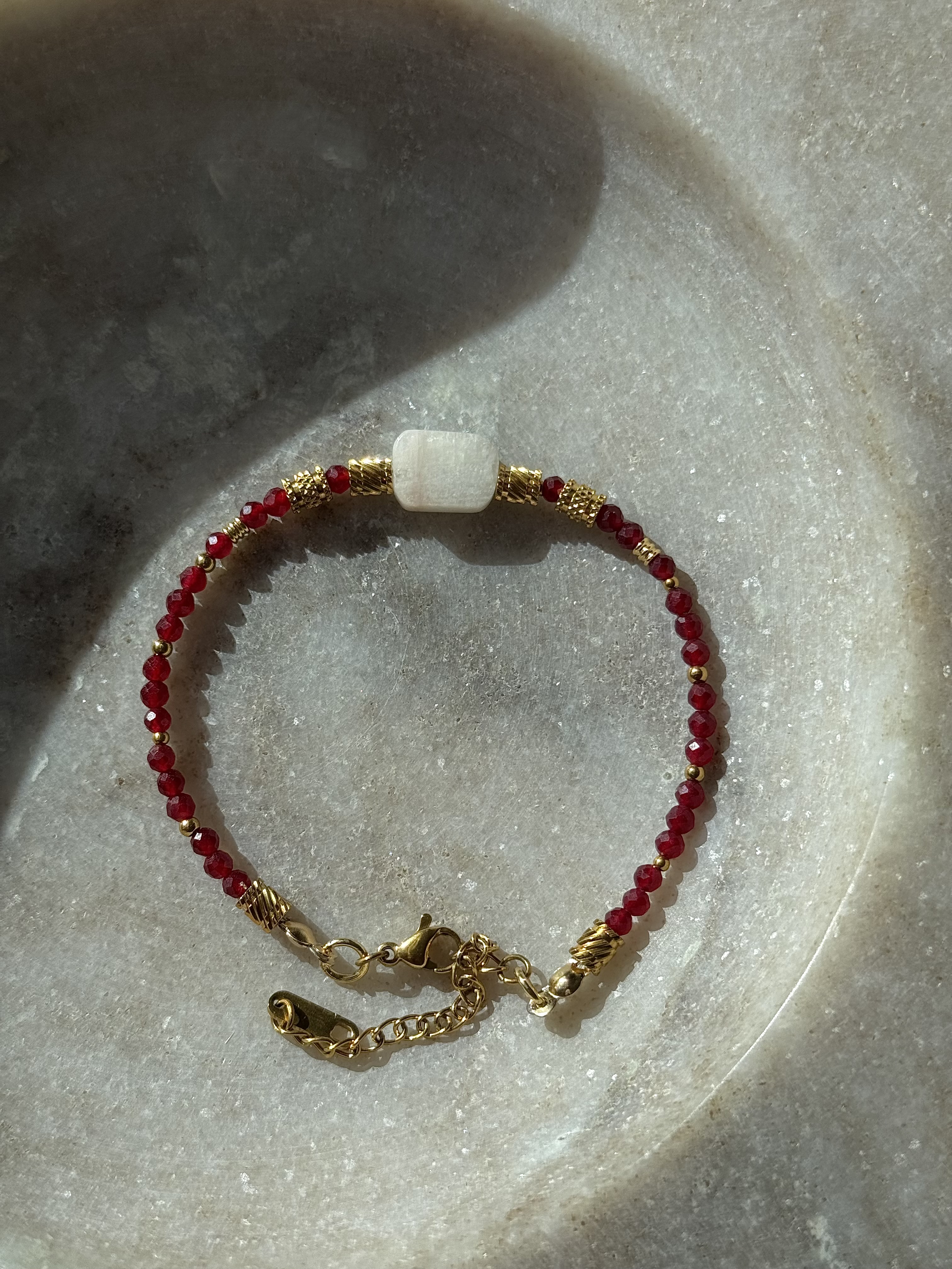 Crimson & Moonlight Stone Bracelet