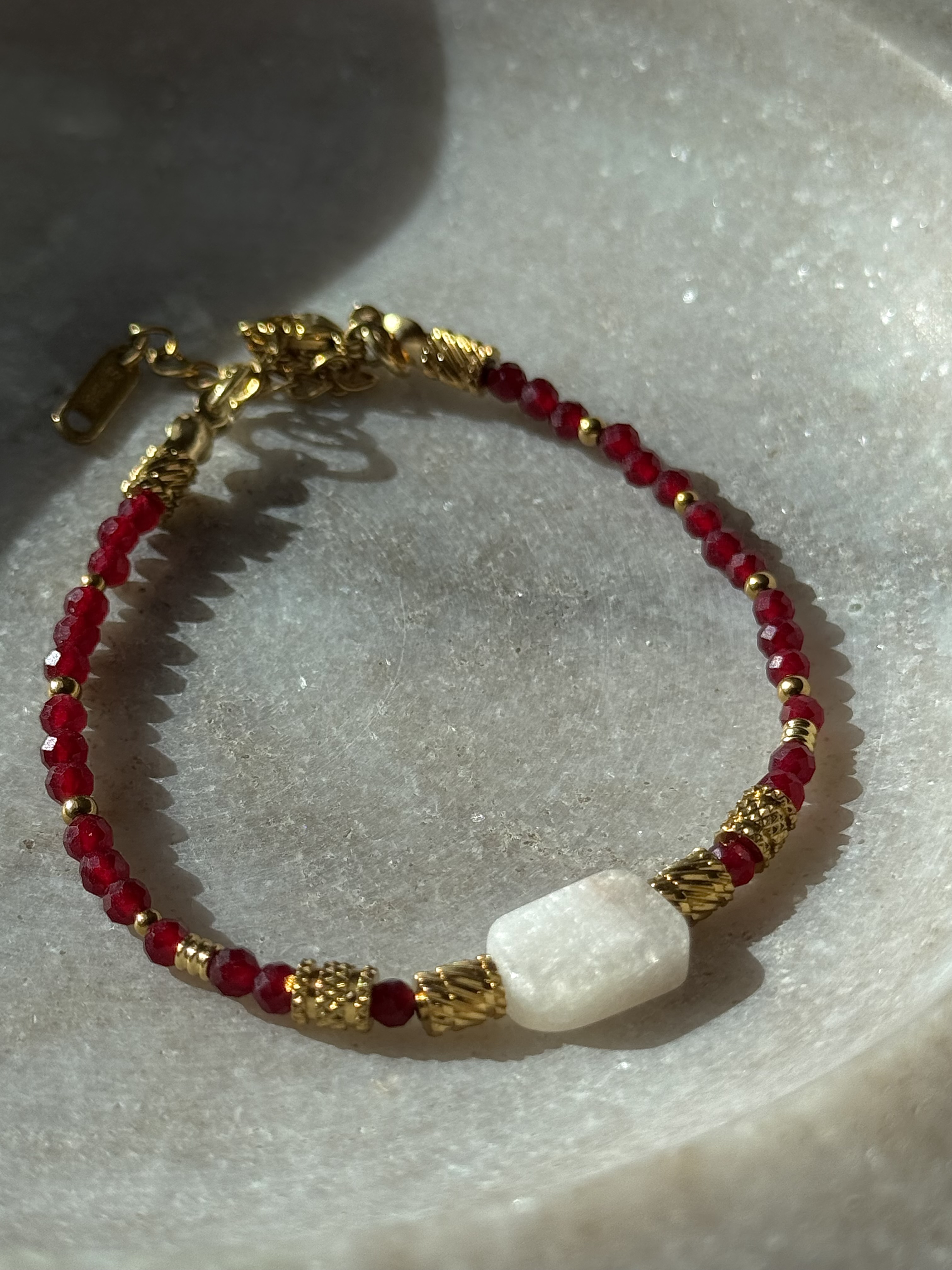 Crimson & Moonlight Stone Bracelet