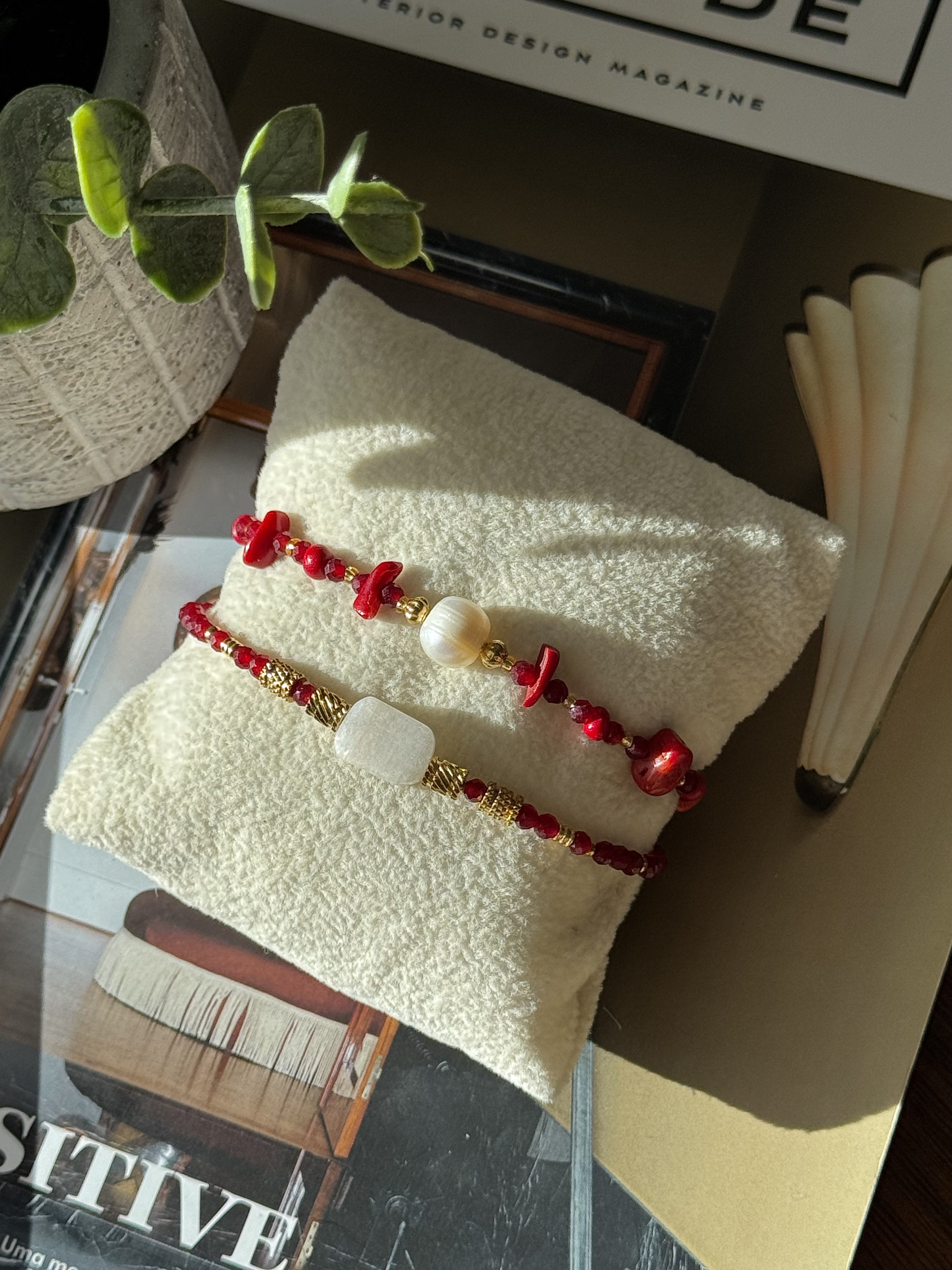 Crimson & Moonlight Stone Bracelet