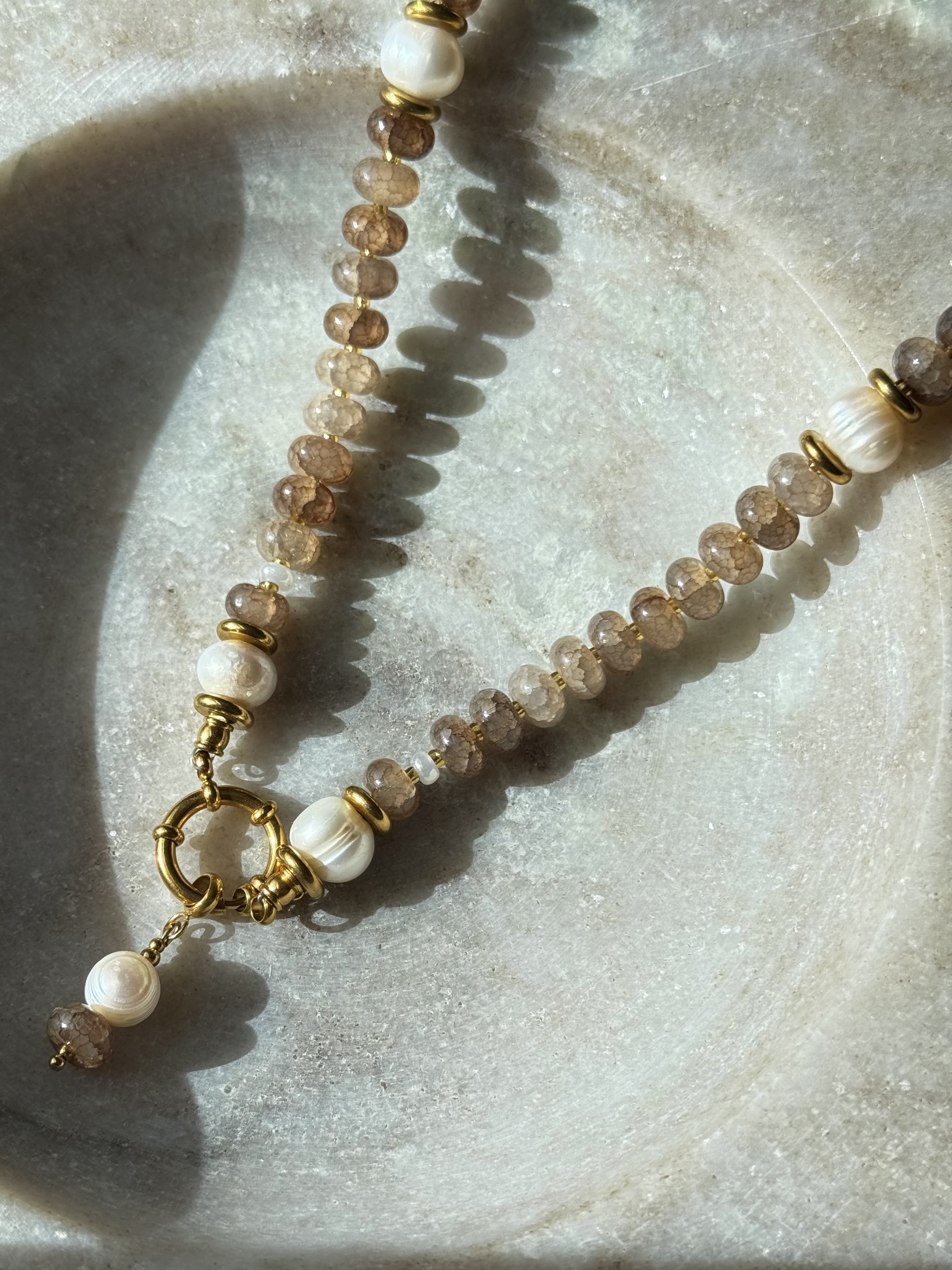Toasted Marshmallow Pearl & Pendant Necklace