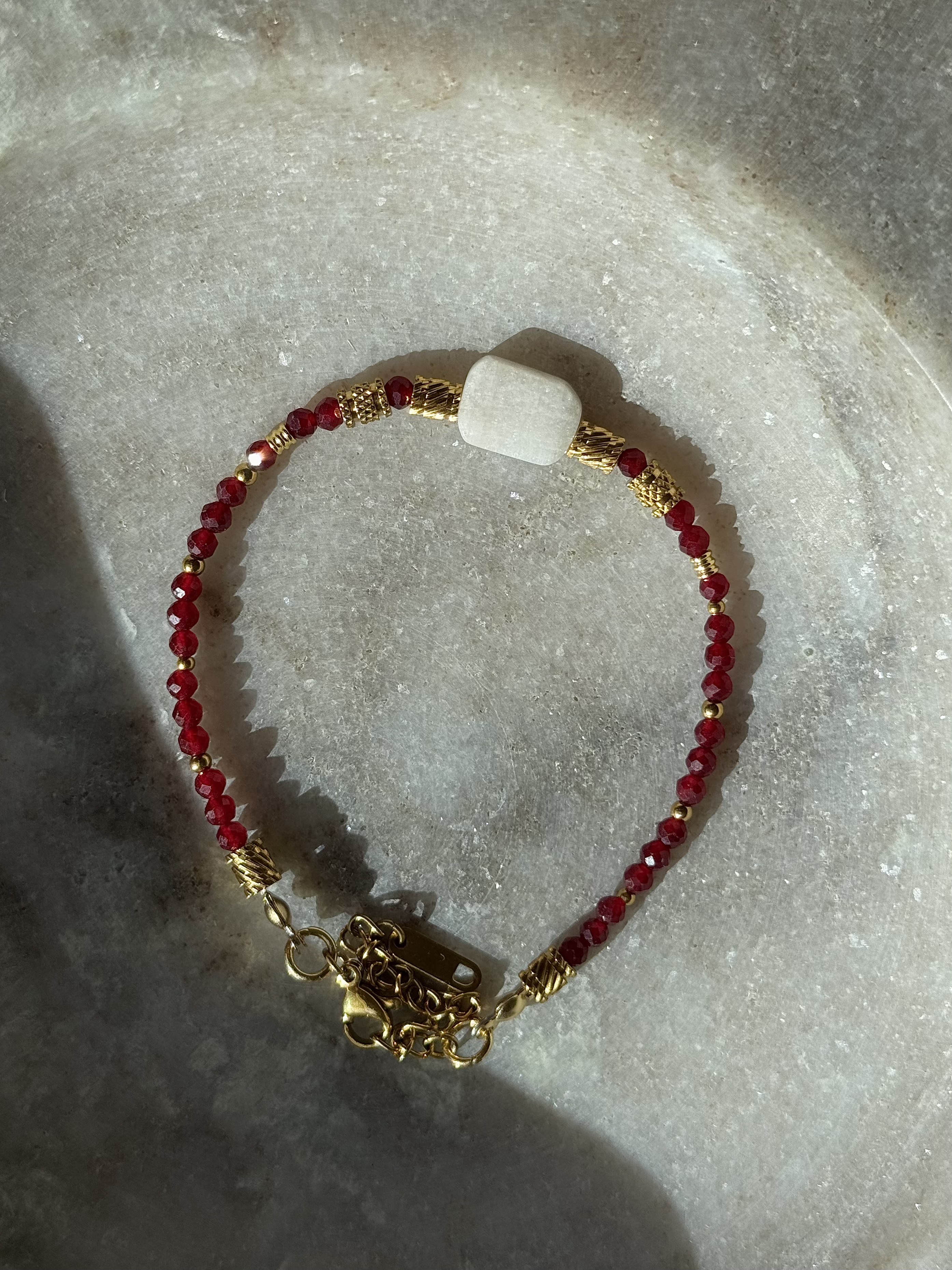 Crimson & Moonlight Stone Bracelet