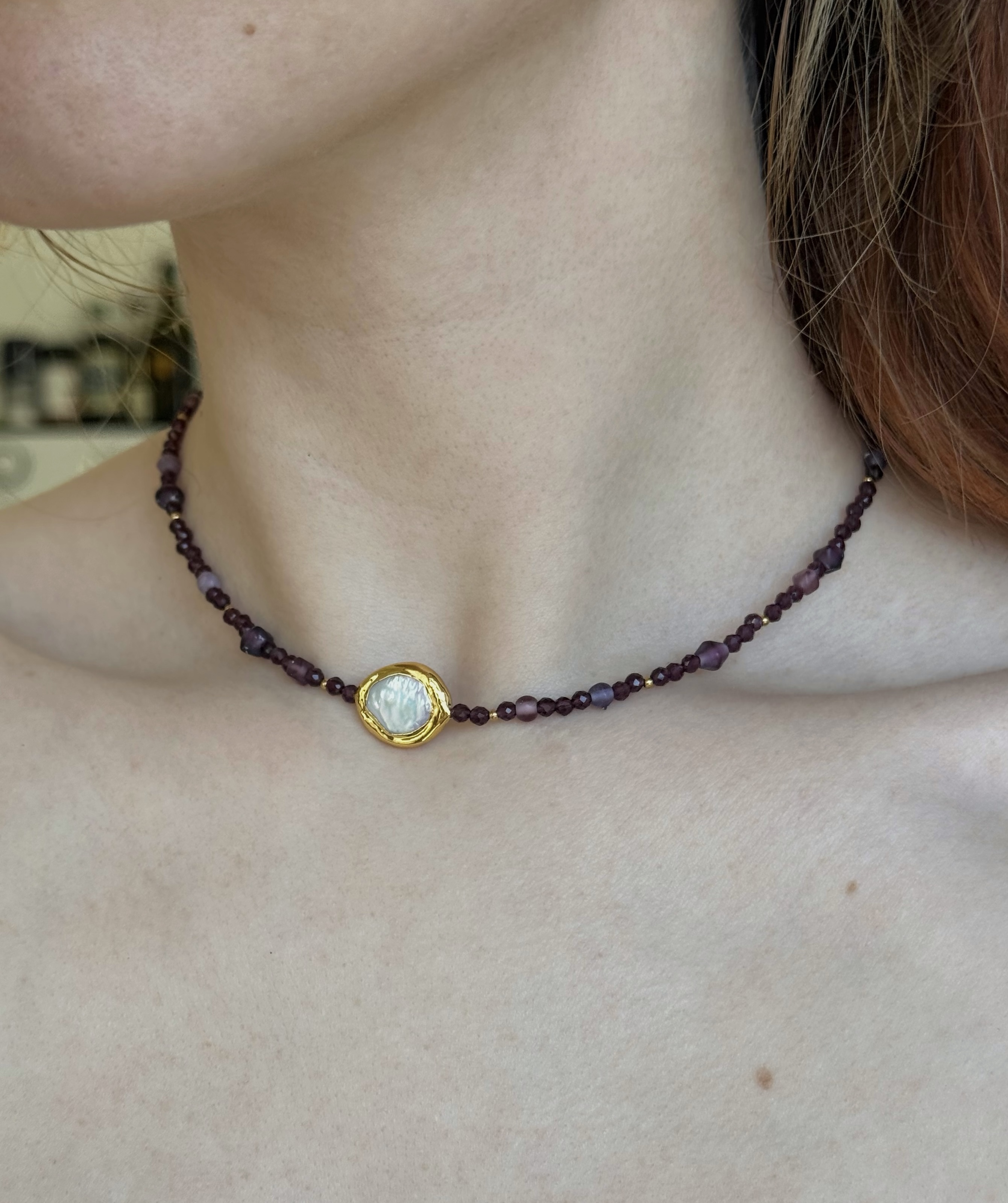 Plum Pearl Choker