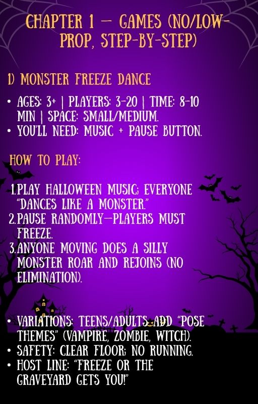 Halloween At-Home Guide - 15 Games- 37 Playlists- 14  Recipes- PDF 26 Pages