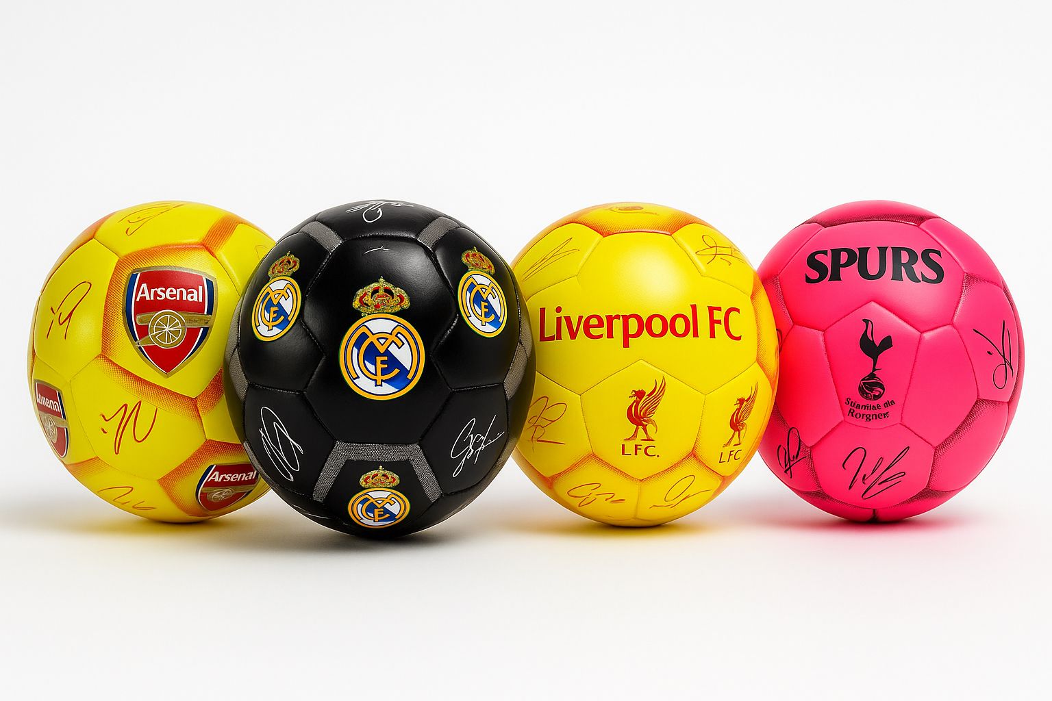 PELOTAS DE FUTBOL ARSENAL, MADRID, LIVERPOOL Y TOTENHAM | 4 PACK