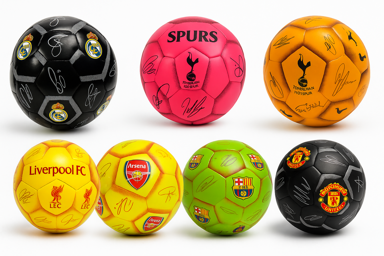 PELOTAS DE FUTBOL MADRID, LIVERPOOL, TOTEMHAM, ARSENAL, BARCELONA, MANCHESTER, BAYERN, CHELSEA | 8 PACK