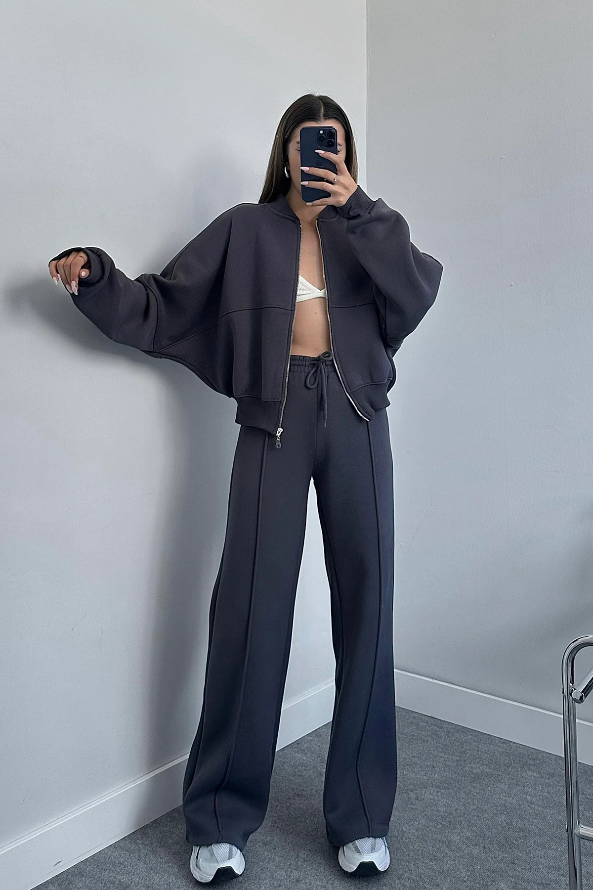 Ensemble sportswear gris bleuté