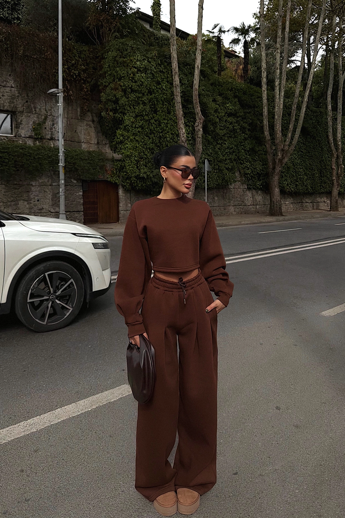 Ensemble sportswear marron 