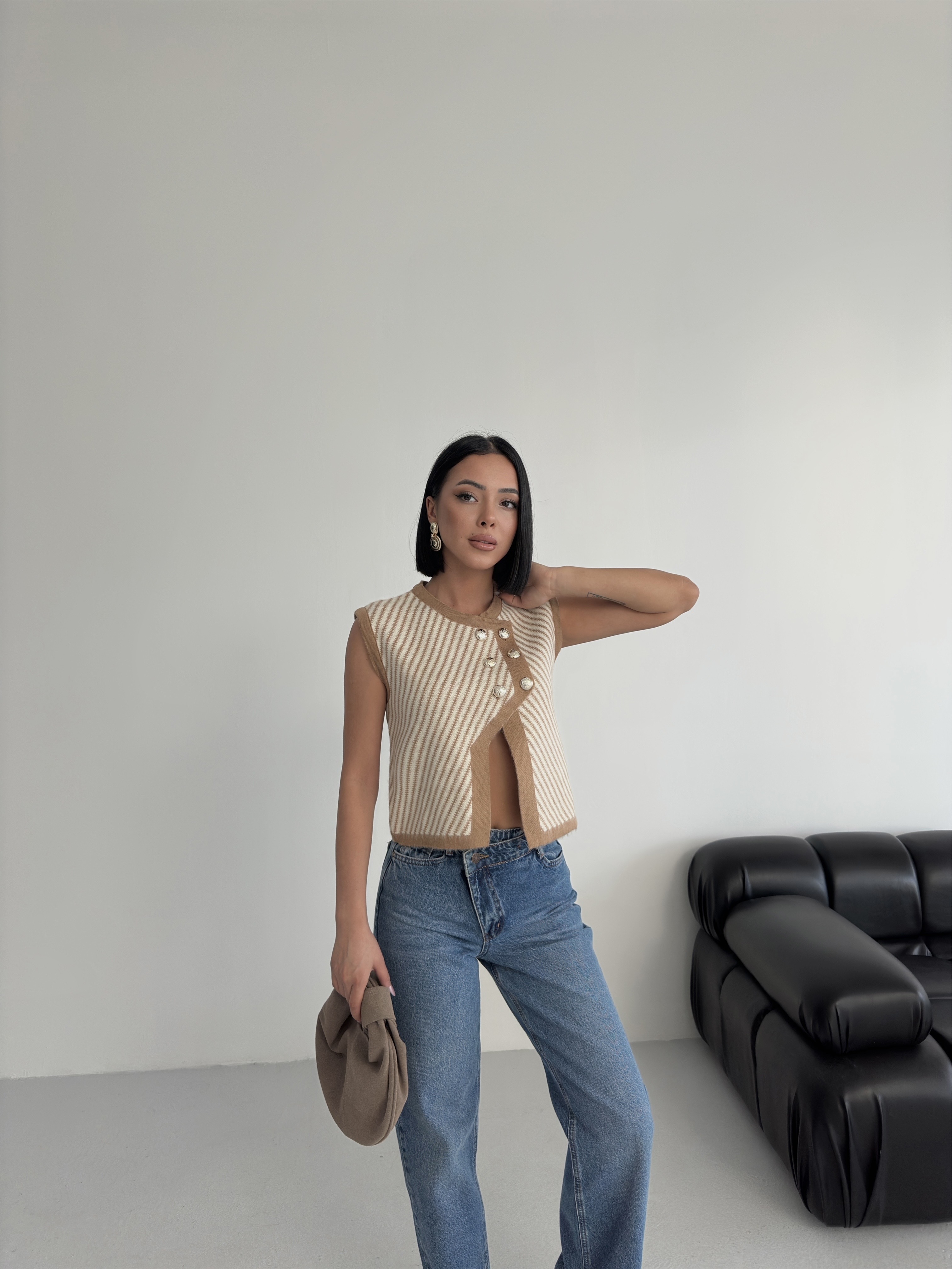 Gilet sans manches rayé