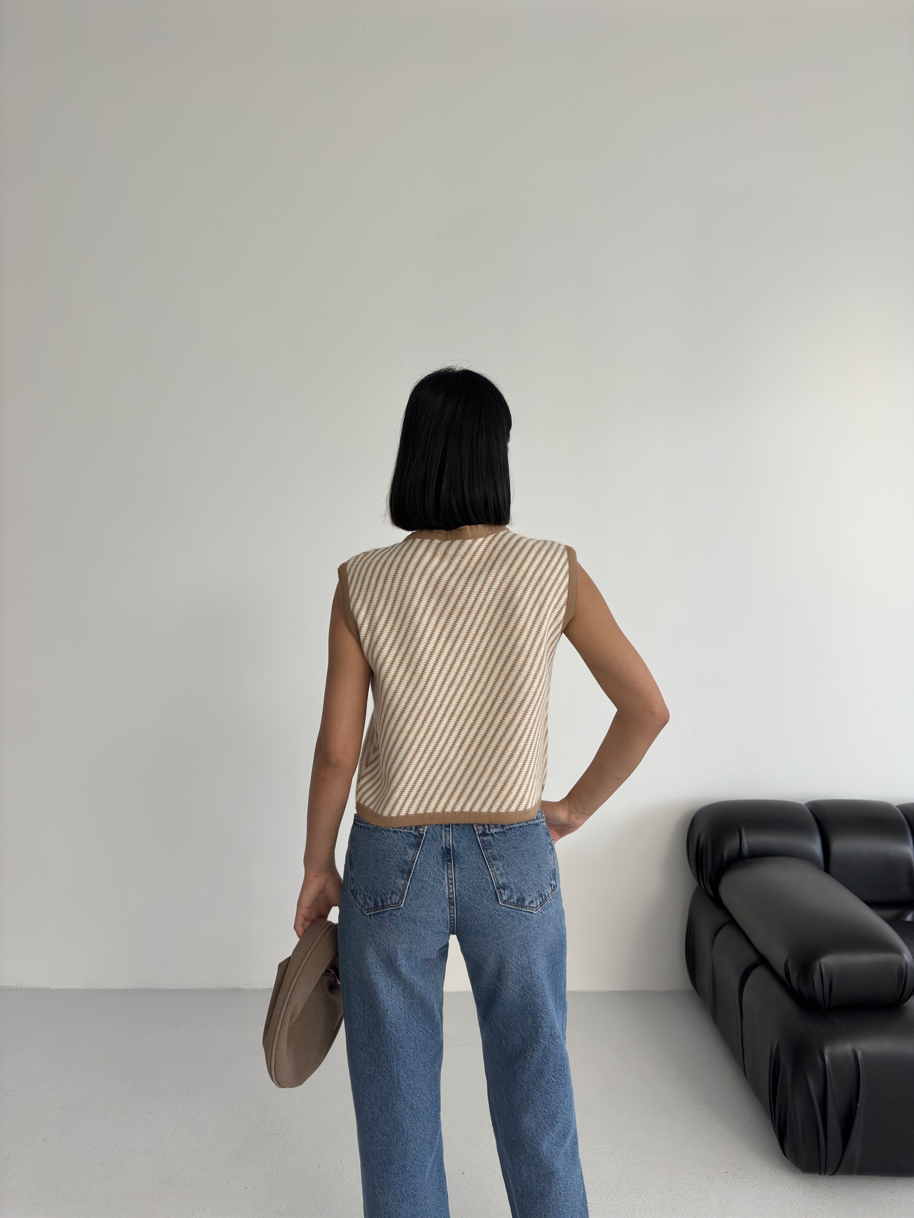 Gilet sans manches rayé