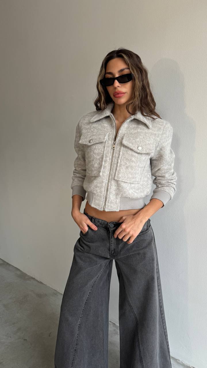 Veste en laine grise